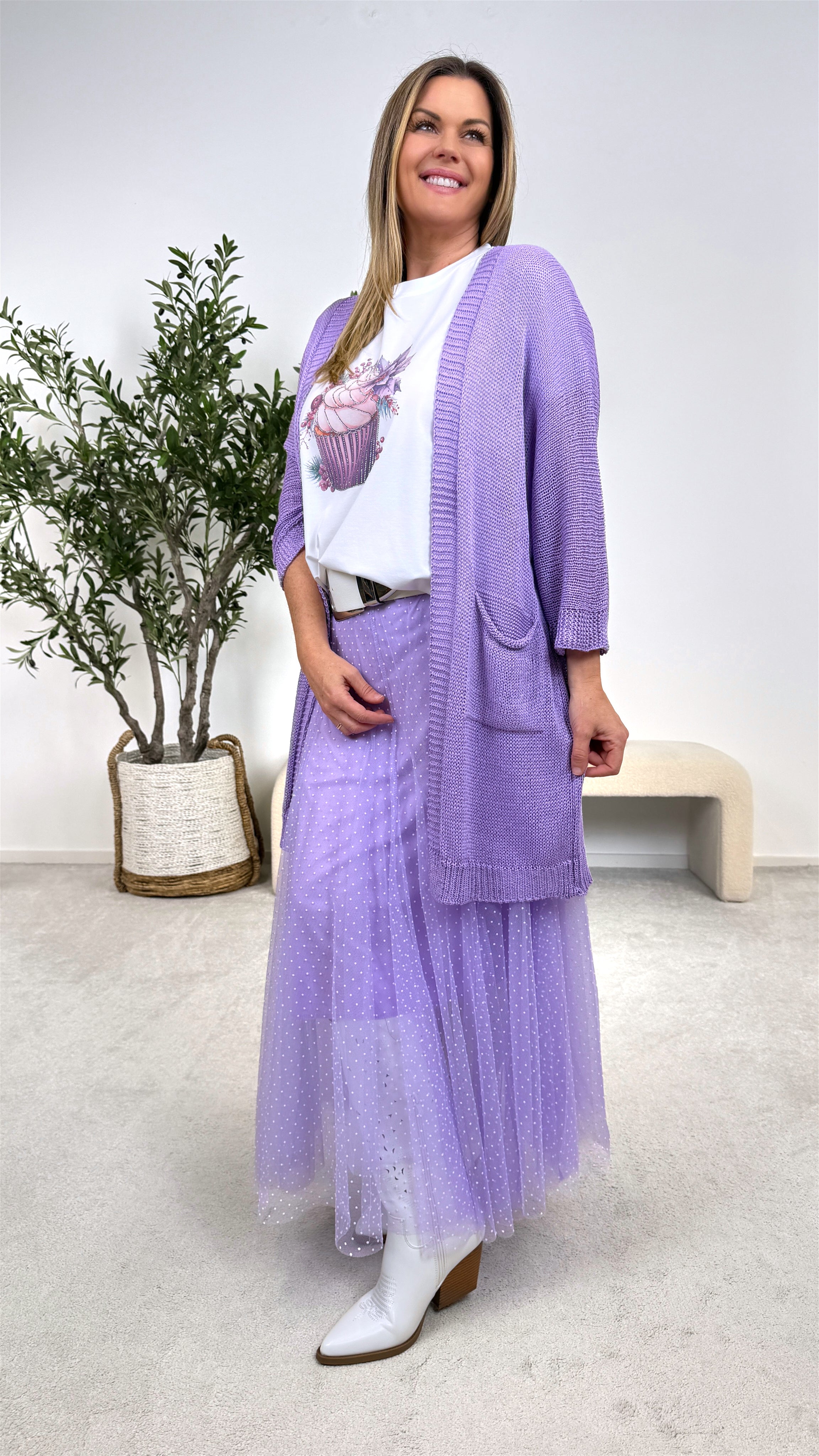 Netz-Strickjacke Turin *Lila*