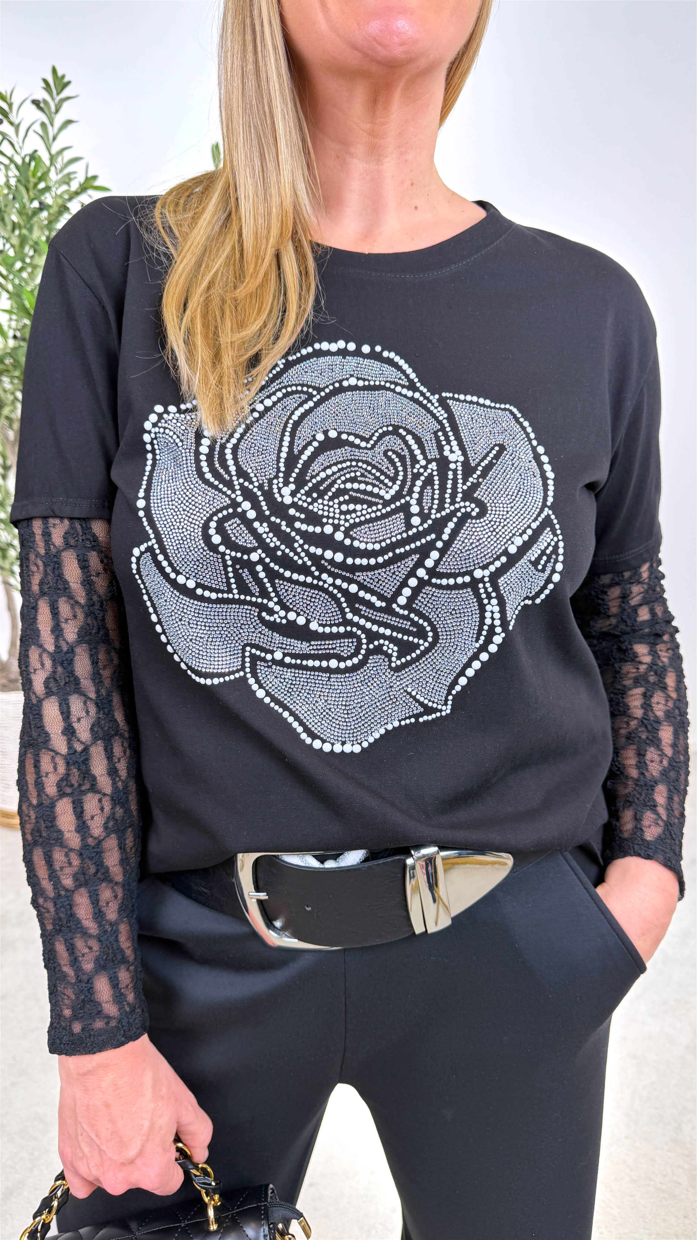 Langarmshirt Rose Poetry *Schwarz*
