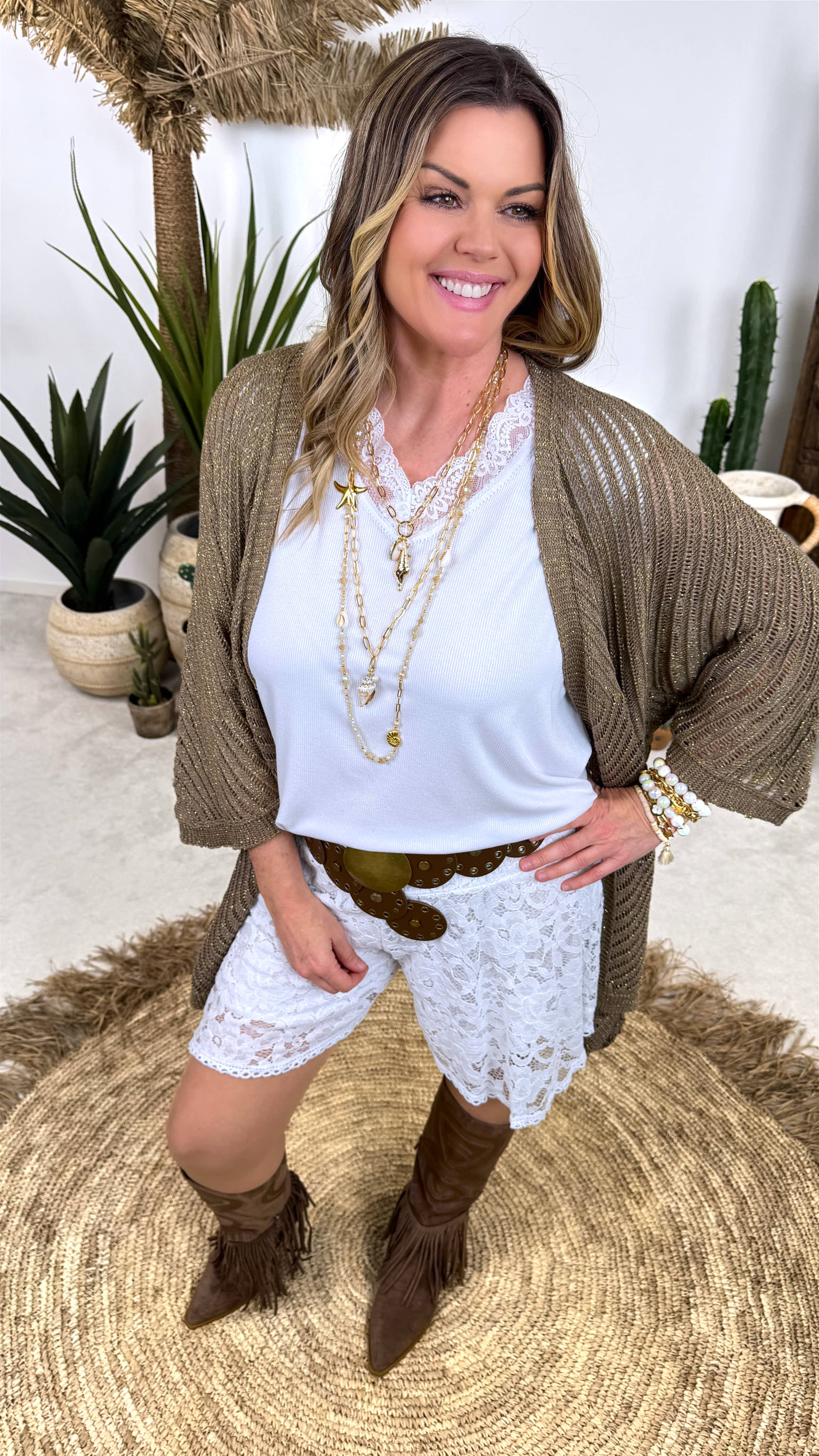 Netz Strickjacke Golden Hour *Taupe*