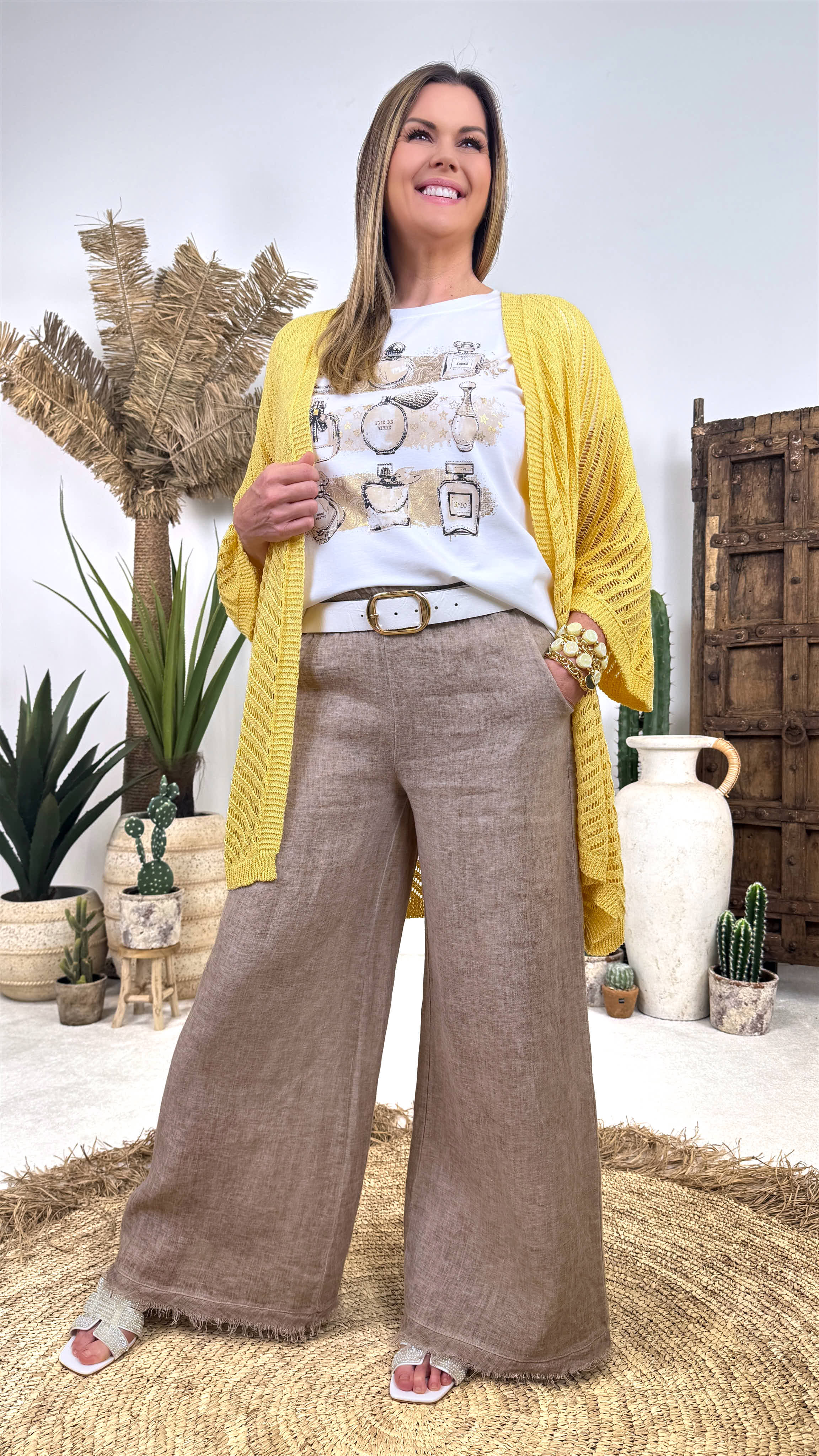 Netz Strickjacke Golden Hour *Gelb*