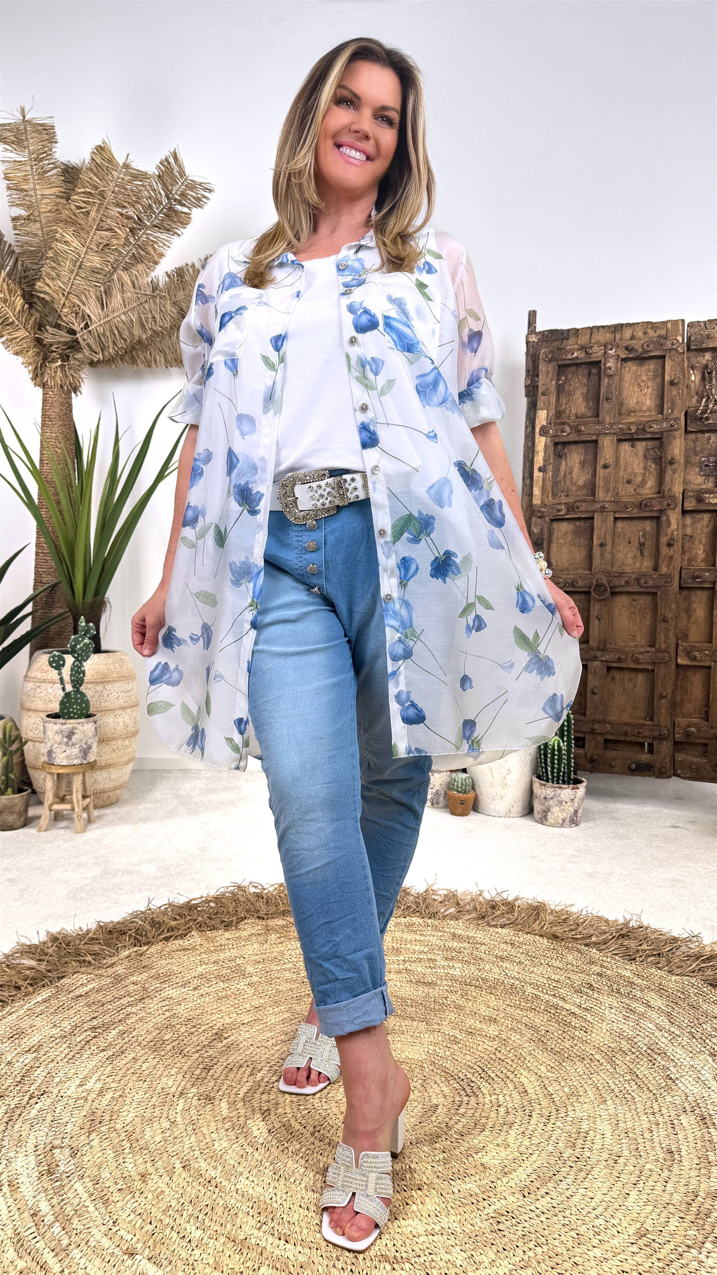 Long-Bluse Forest Harmony *Blau*