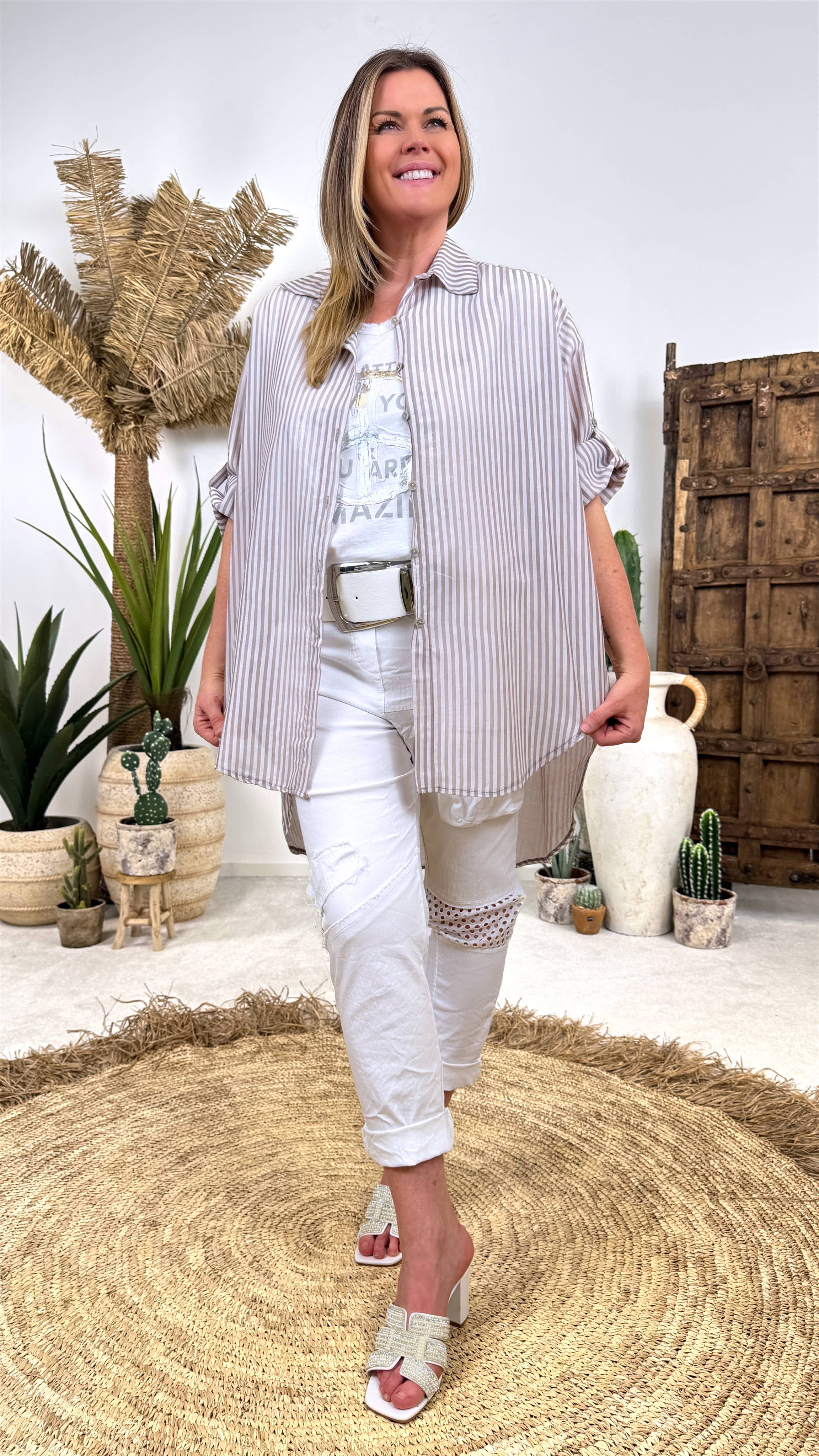 Bluse Summer Stripes *Taupe*