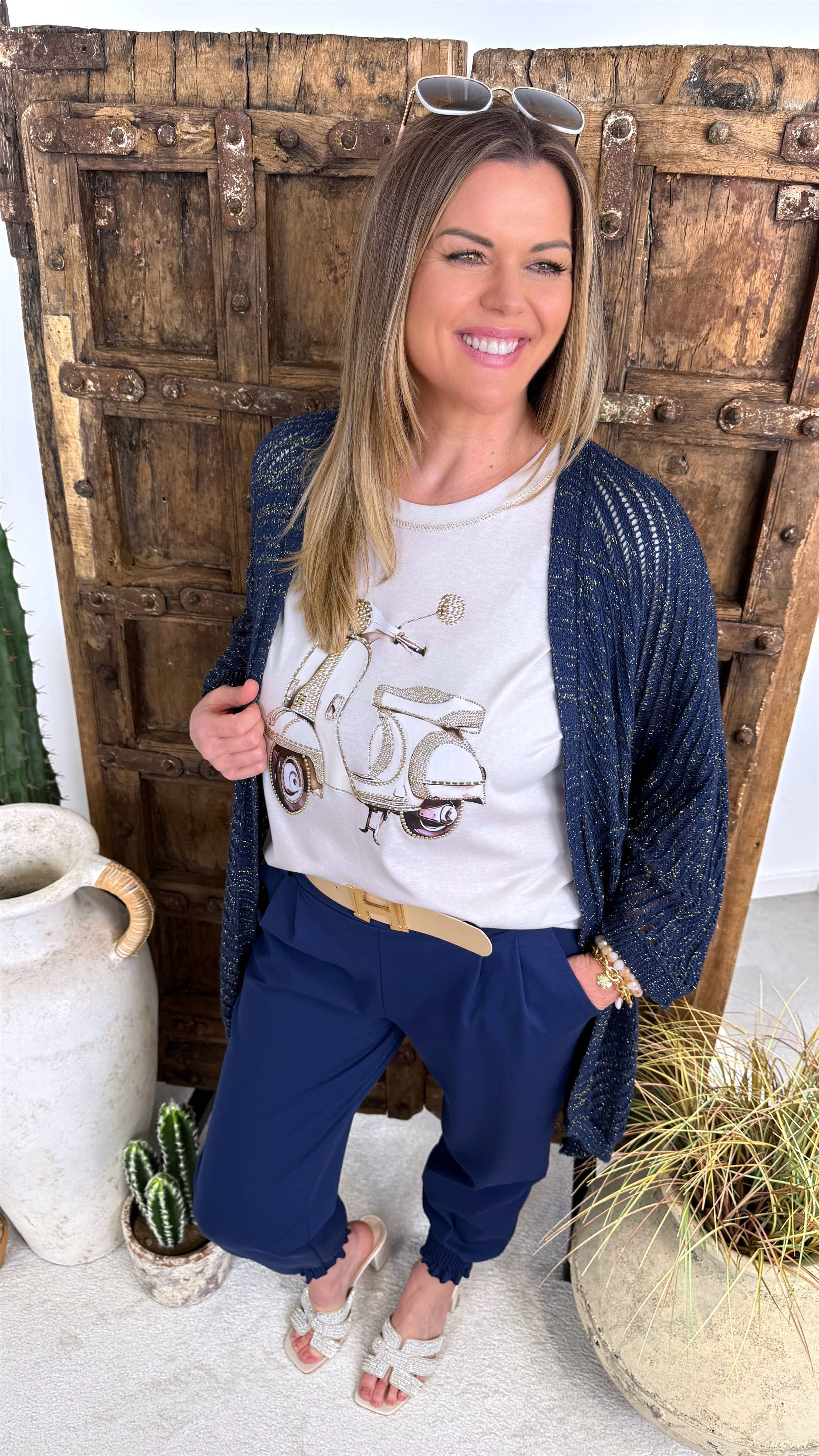 Netz Strickjacke Golden Hour *Dunkelblau*