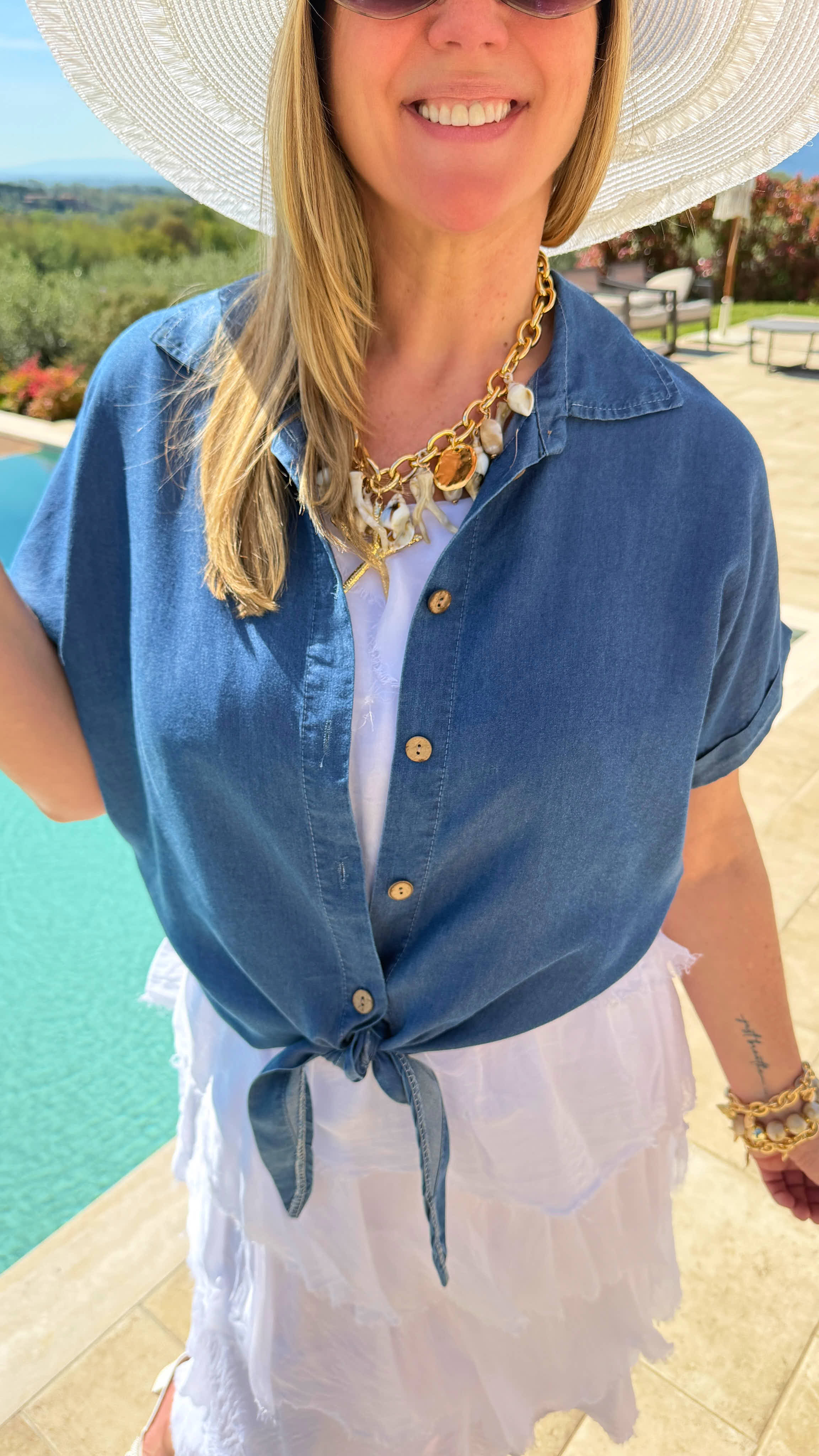 Bluse Knot Design *Dunkelblau*