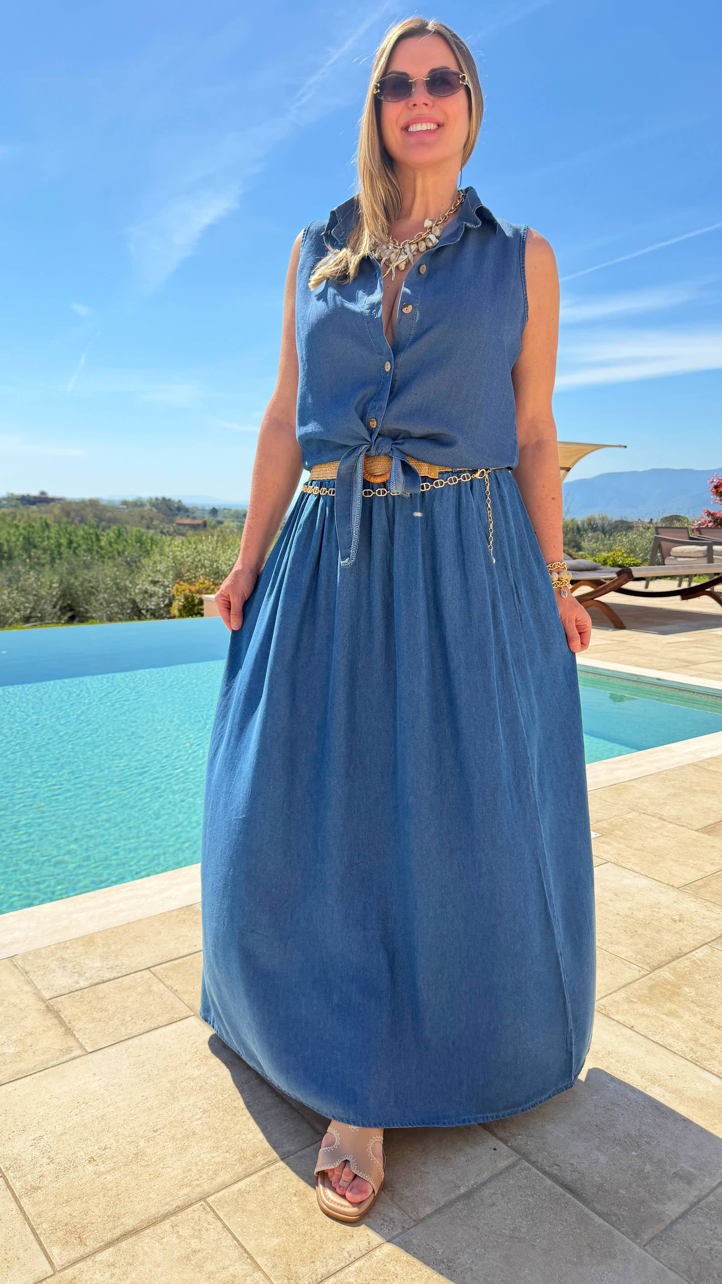 Bluse Blue Tie *Dunkelblau*