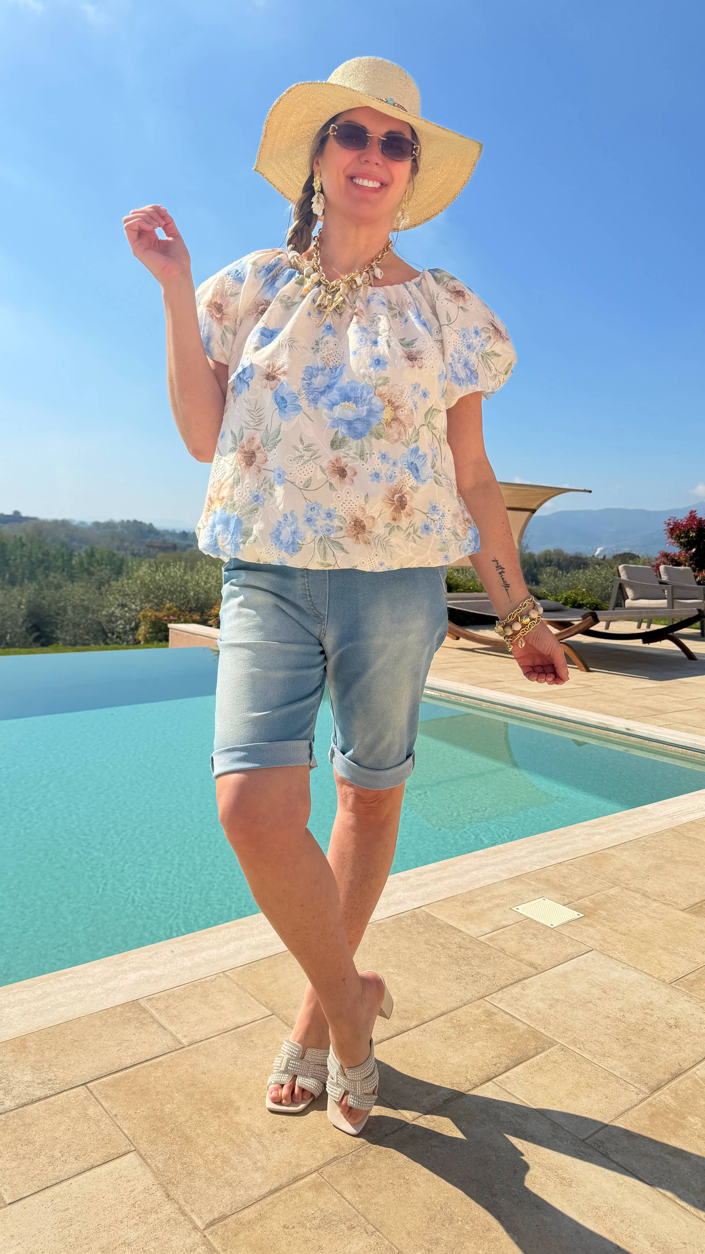 Bluse Toscana Bloom *Blau*