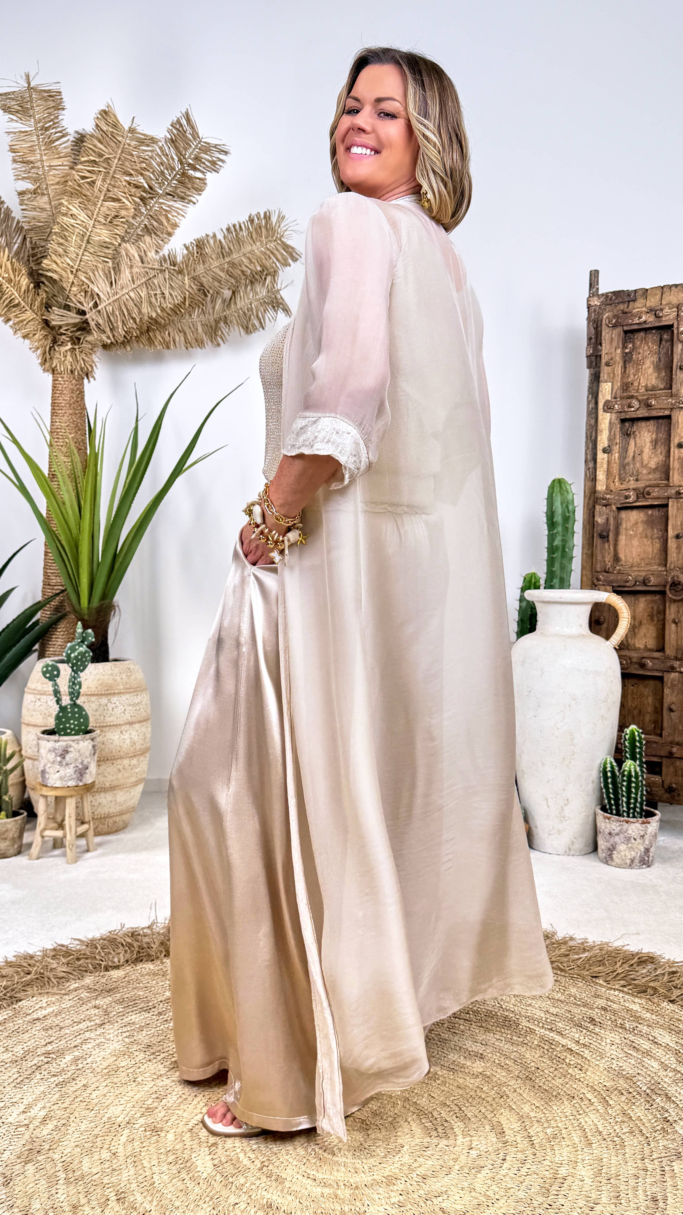 Seiden Kaftan Nude Glow *Beige*