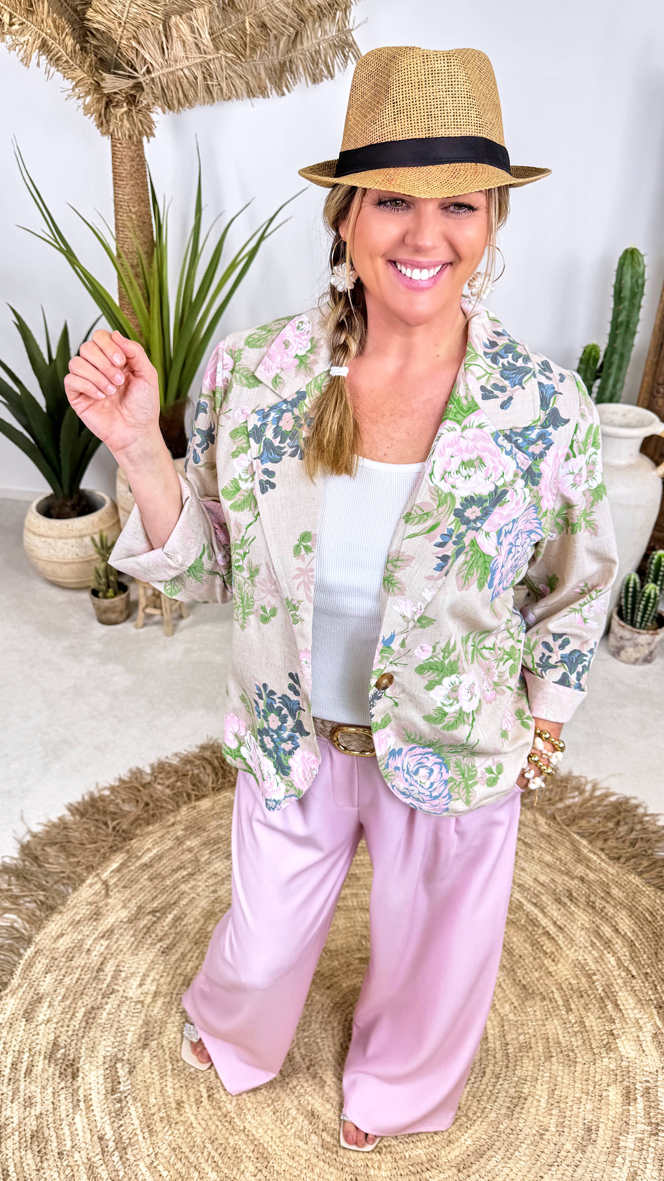 Leinen-Blazer Classy Flora *Große Blume*