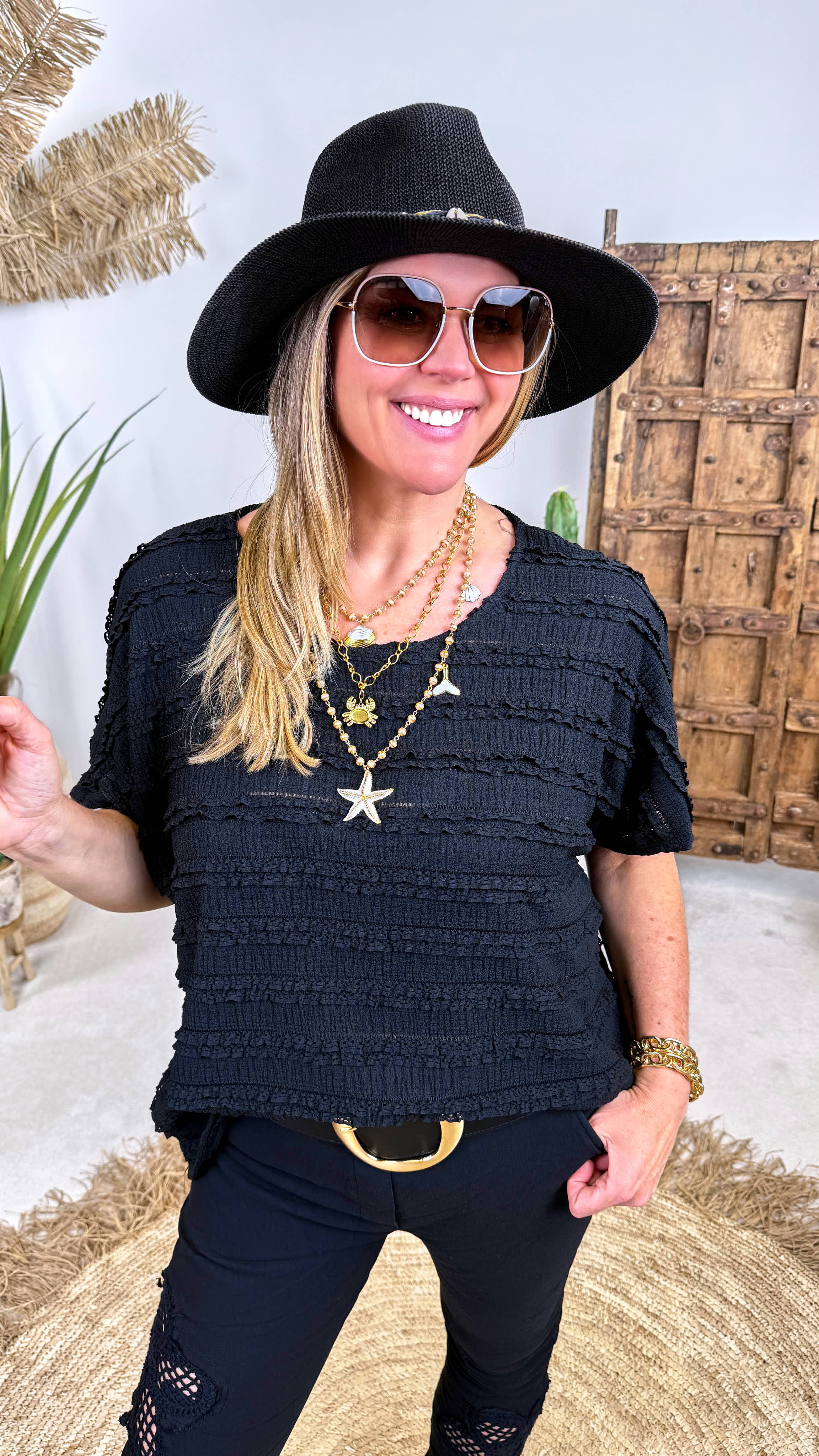 Blusenshirt Chic Texture *Schwarz*
