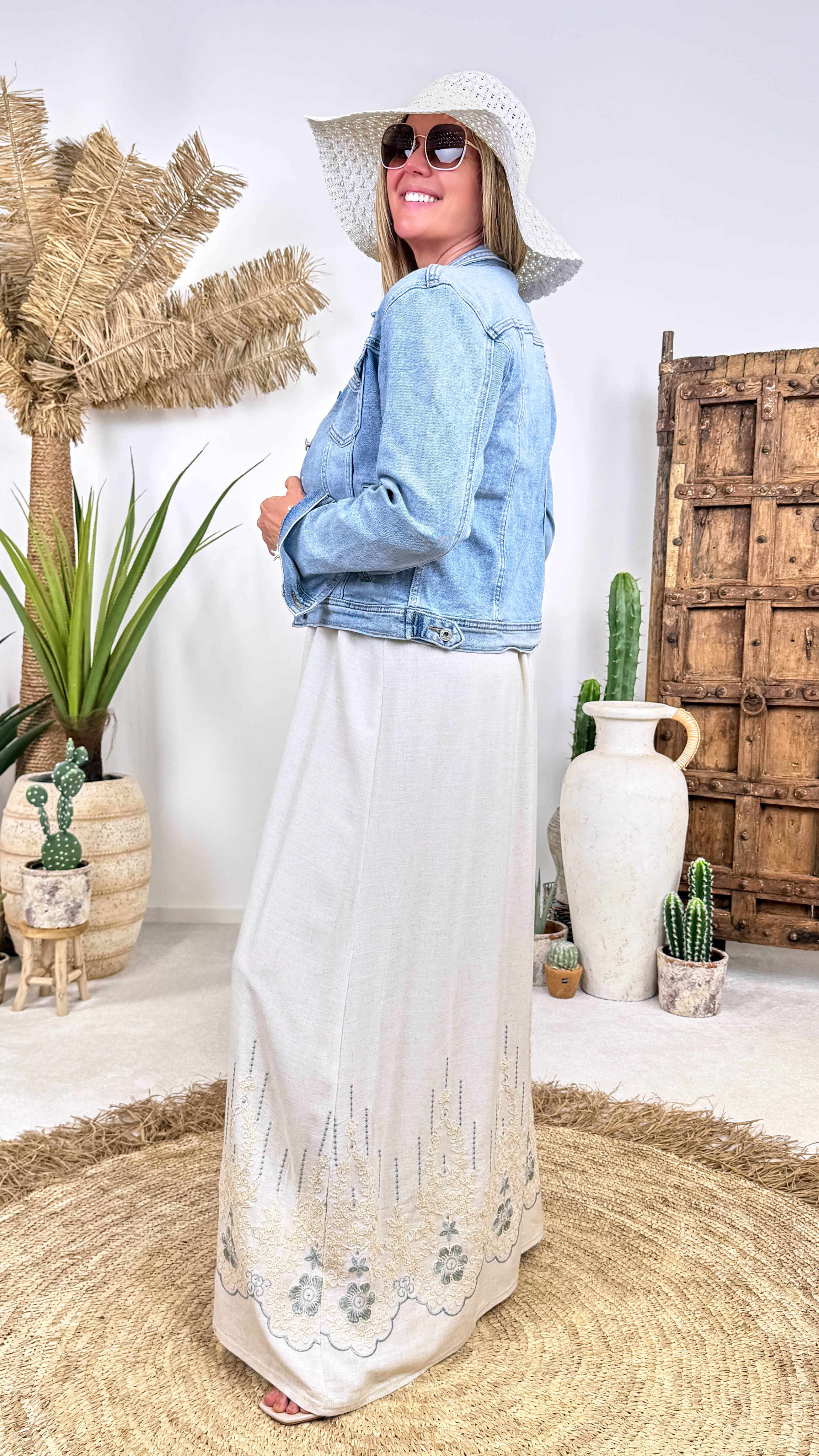 Langes Kleid Summer Linen *Blau*