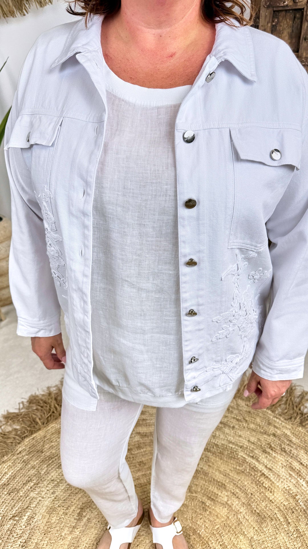 Jeansjacke Luxe Embroidery *Weiß*