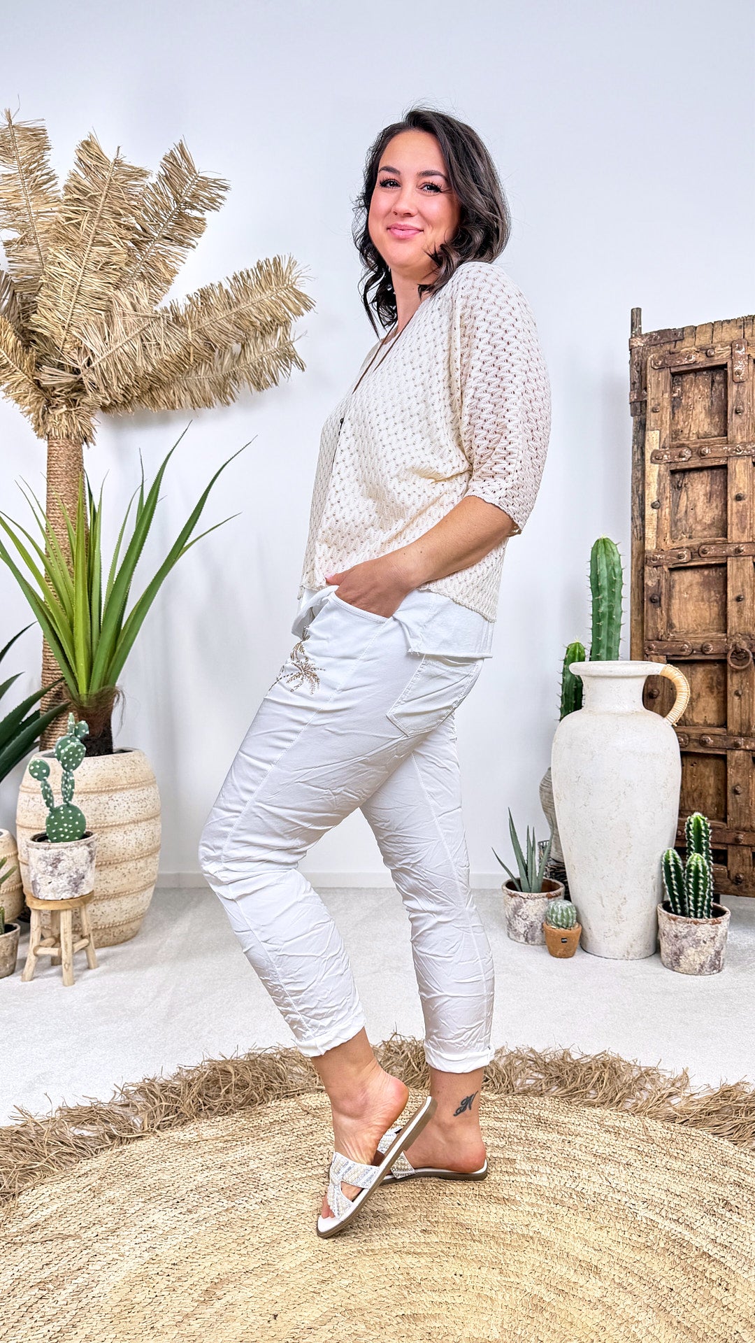 Jogpants Palm Chic *Weiß*
