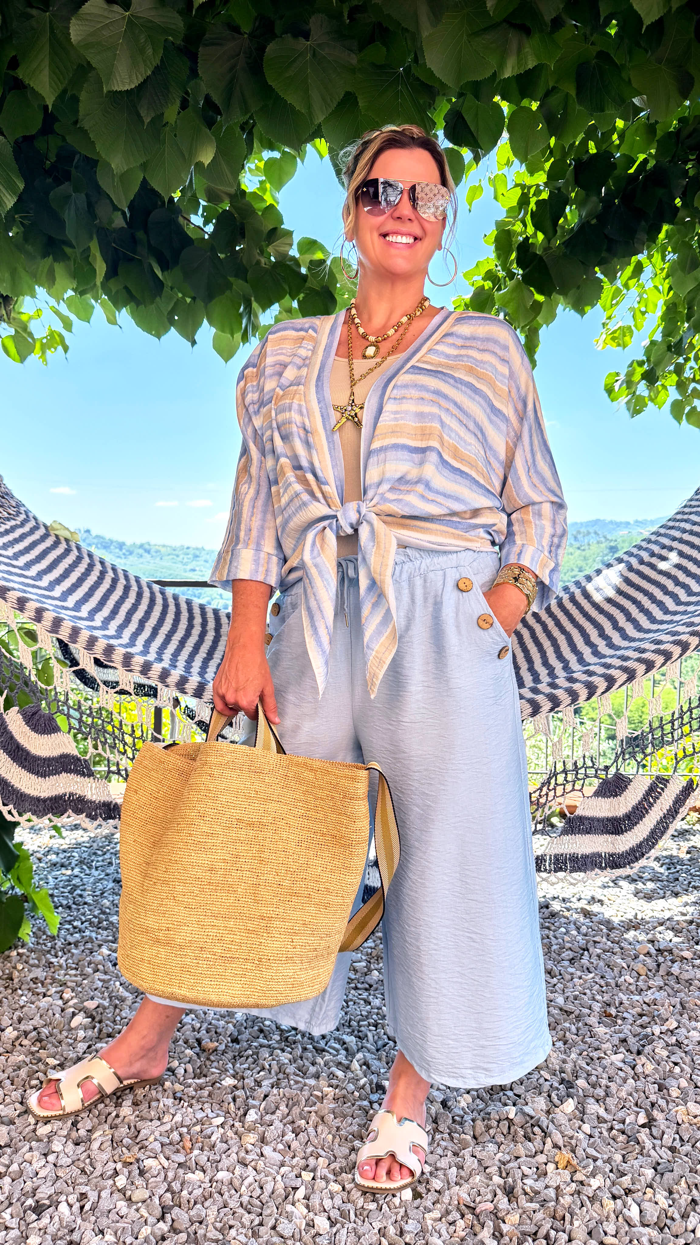 Leichter Cardigan Capri Stripe