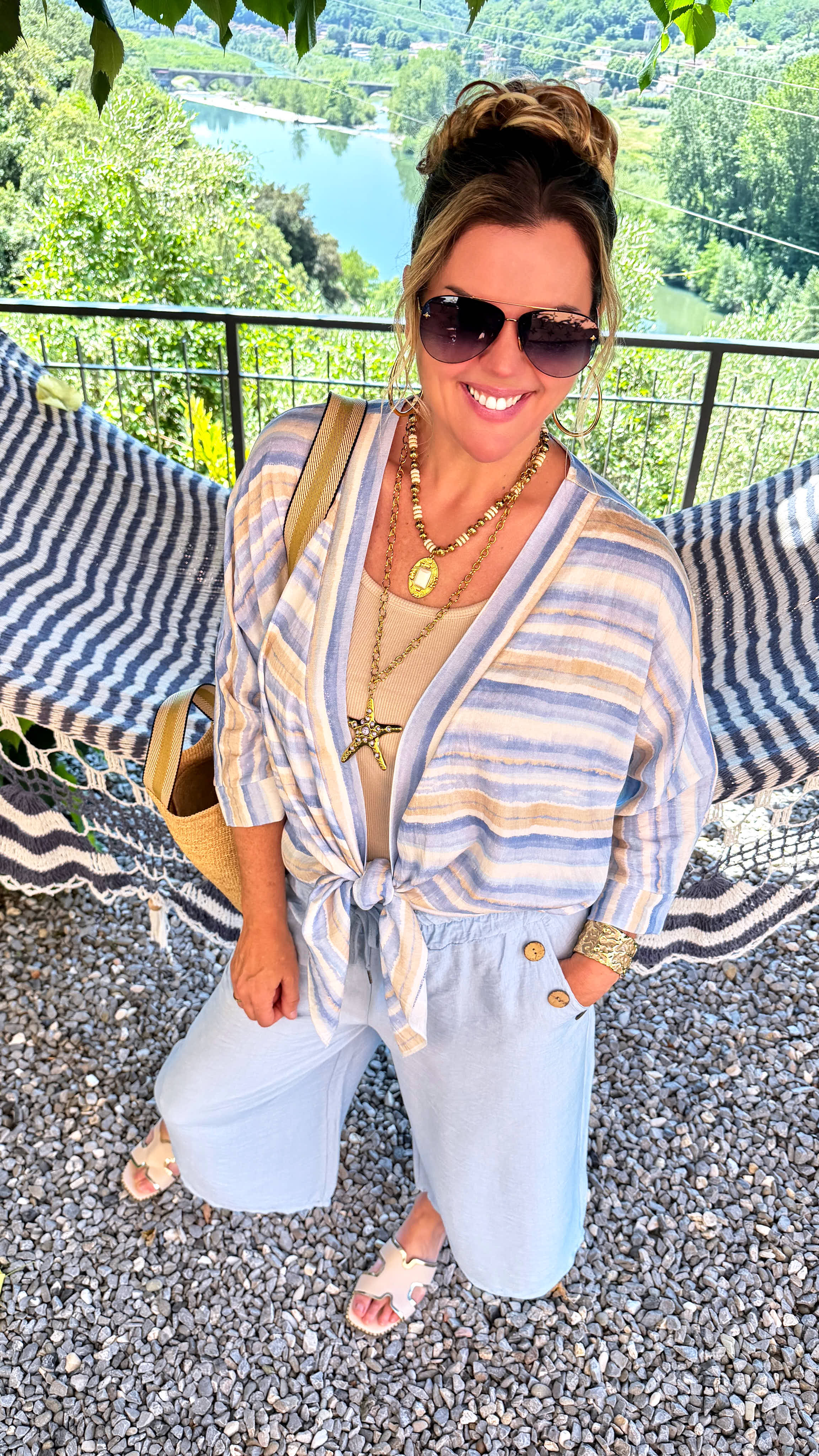 Leichter Cardigan Capri Stripe