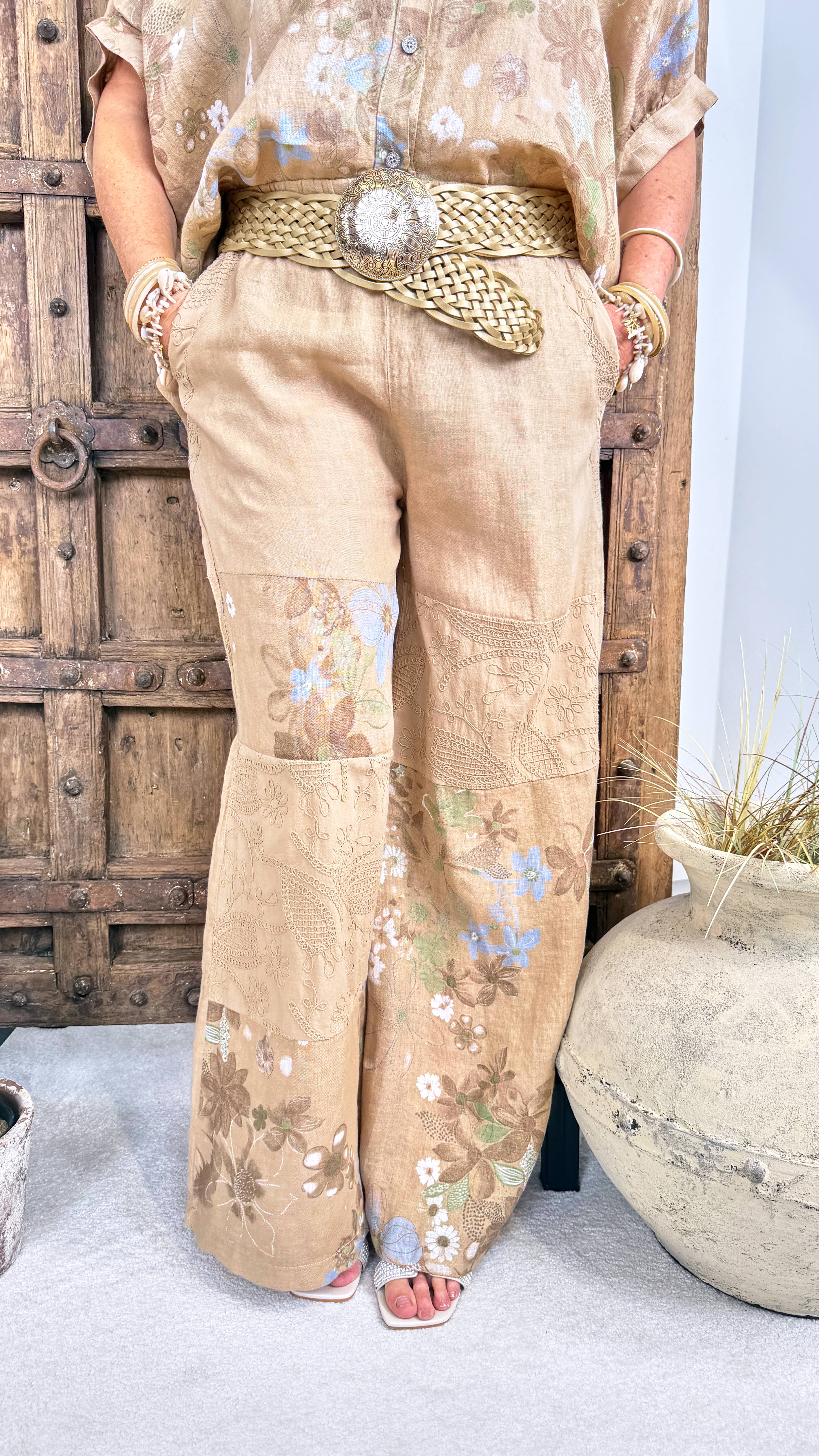 Weite Leinenhose Country Bloom *Camel*
