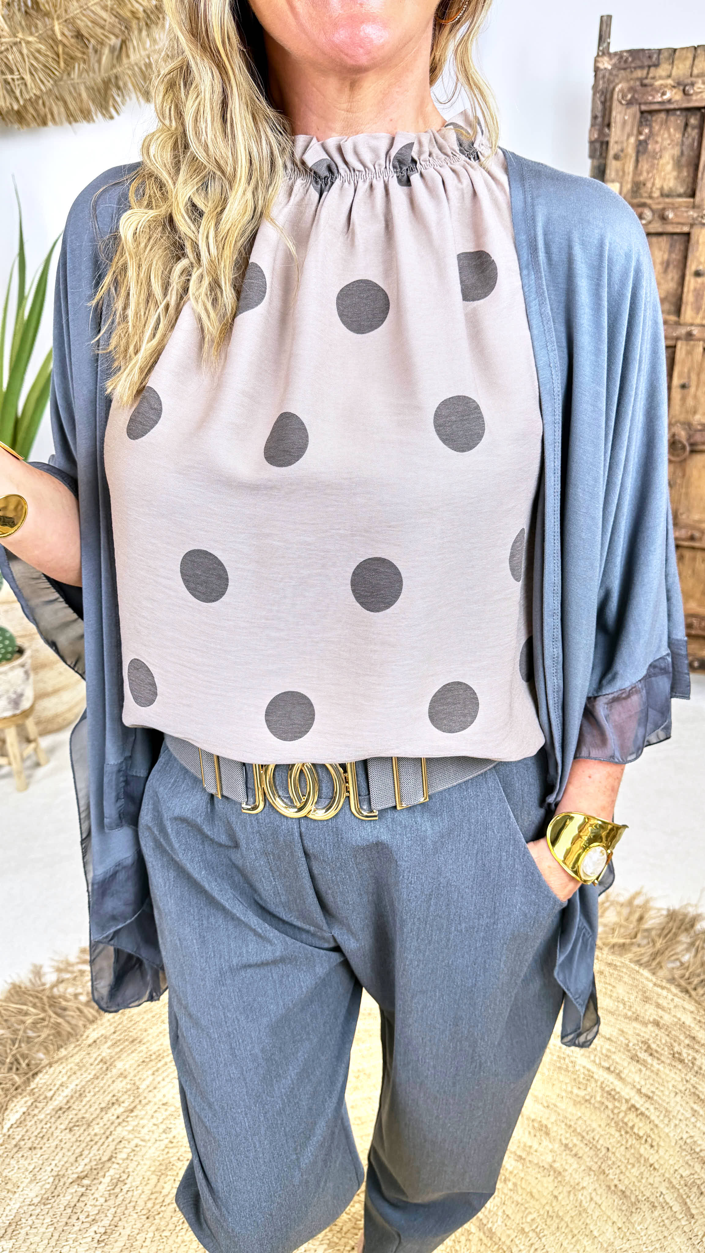 Blusentop Summer Dotty *Taupe*