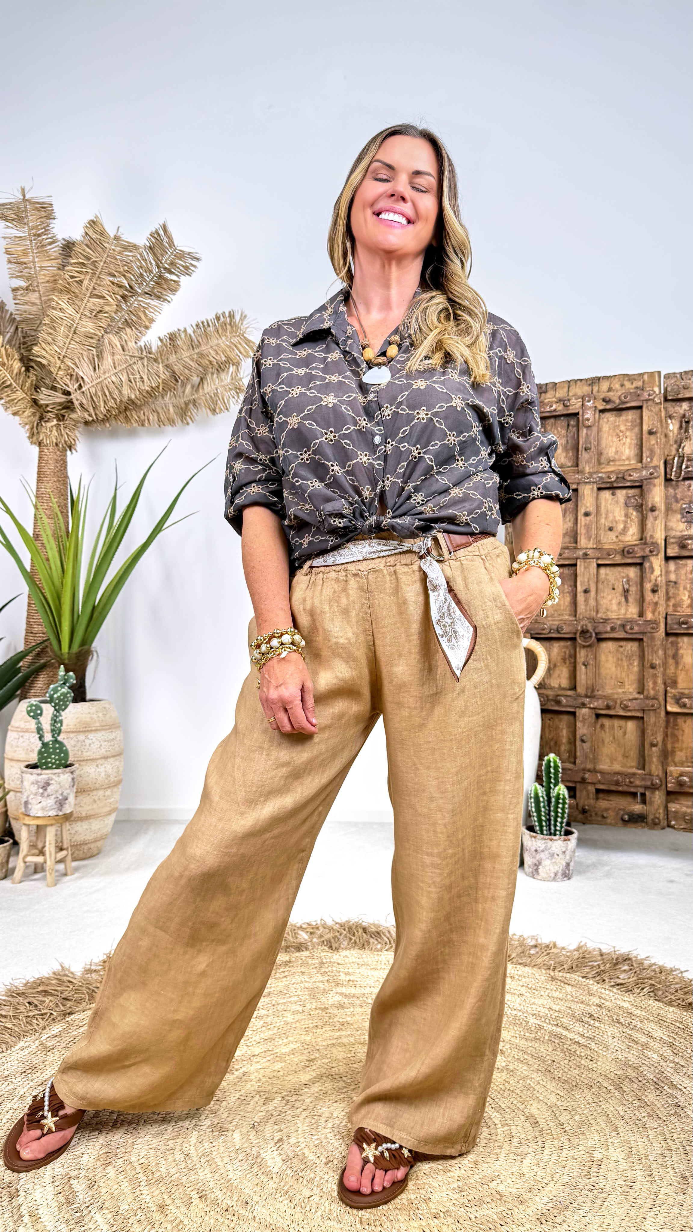 Leinenhose Milano Coast *Camel*
