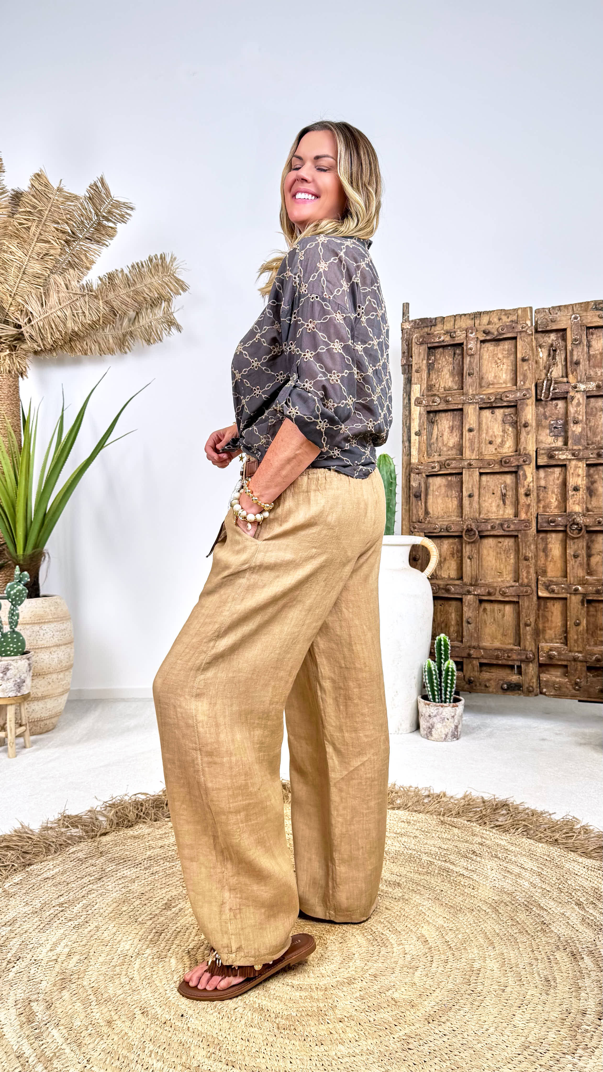 Leinenhose Milano Coast *Camel*