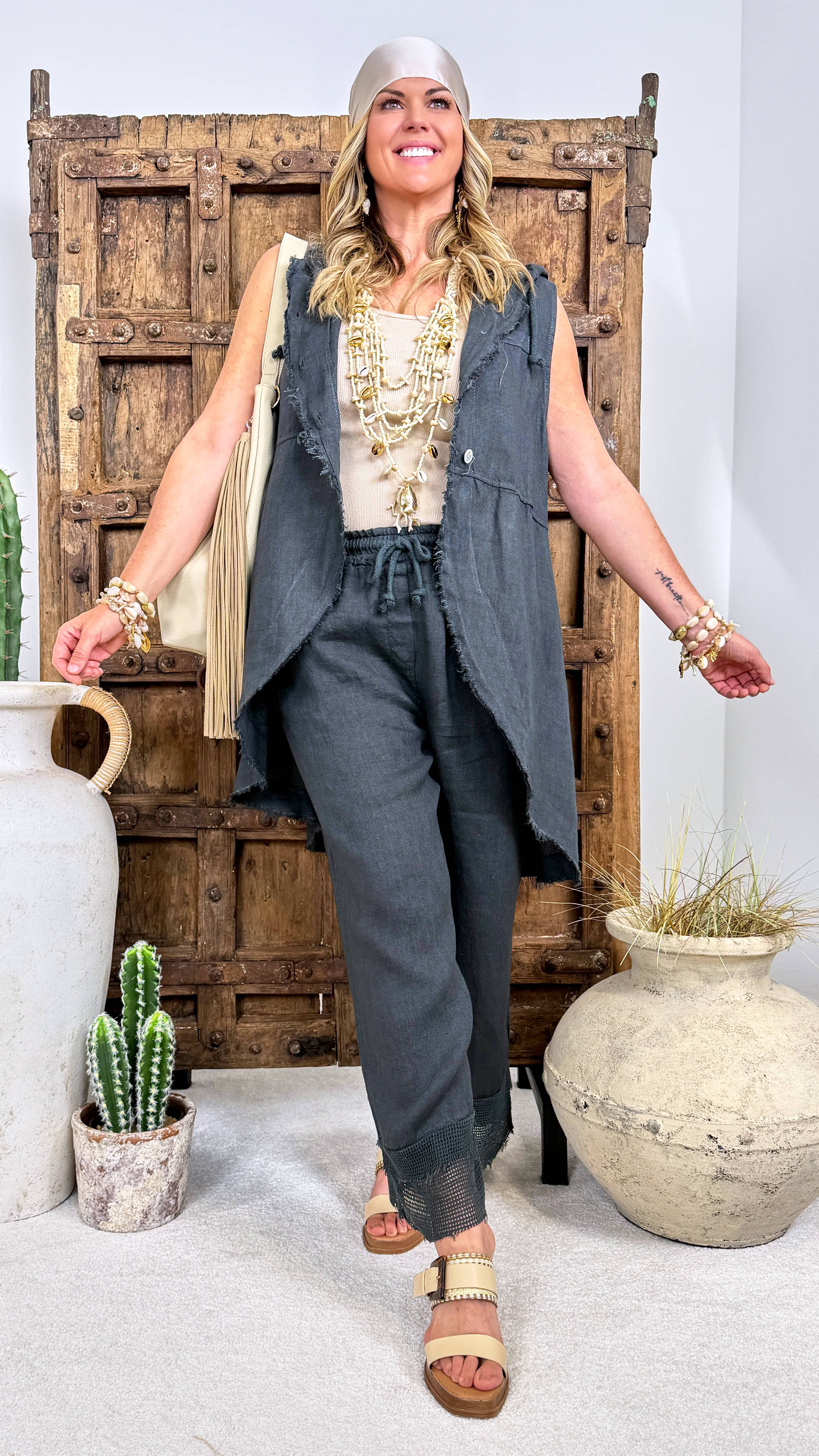 Leinen-Hose Boho Darling *Dunkelgrau* (lieferbar ab 16.6.26)