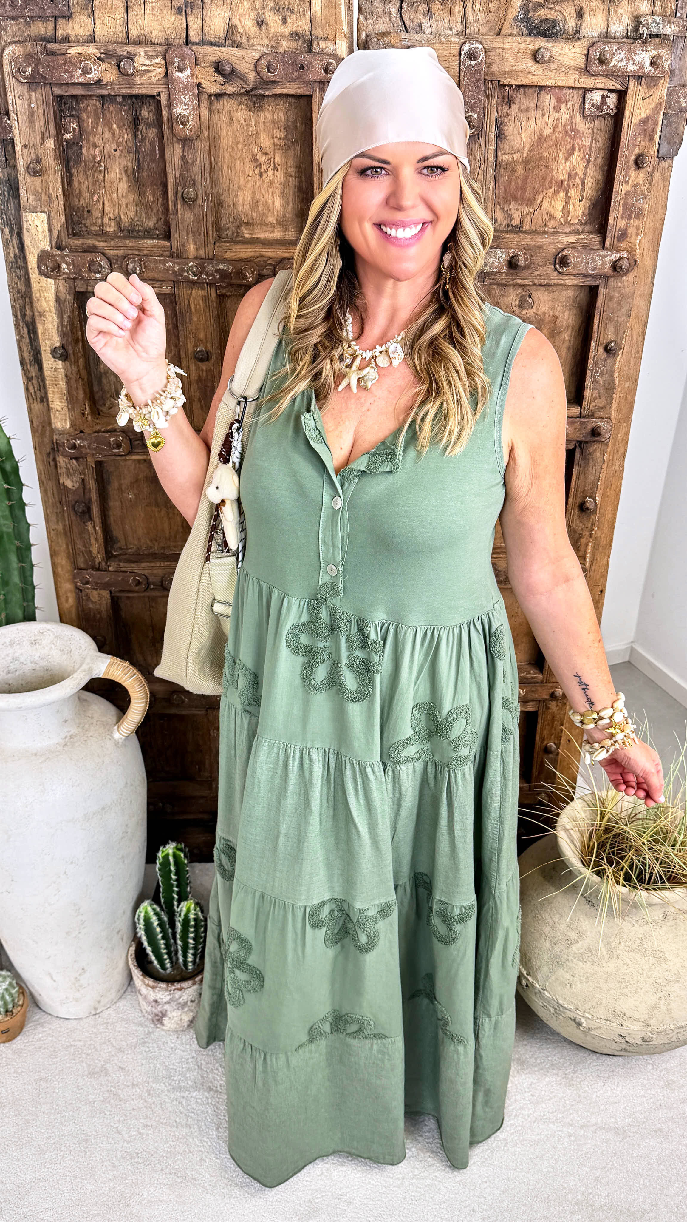 Langes Kleid Flower Soul *Khaki*