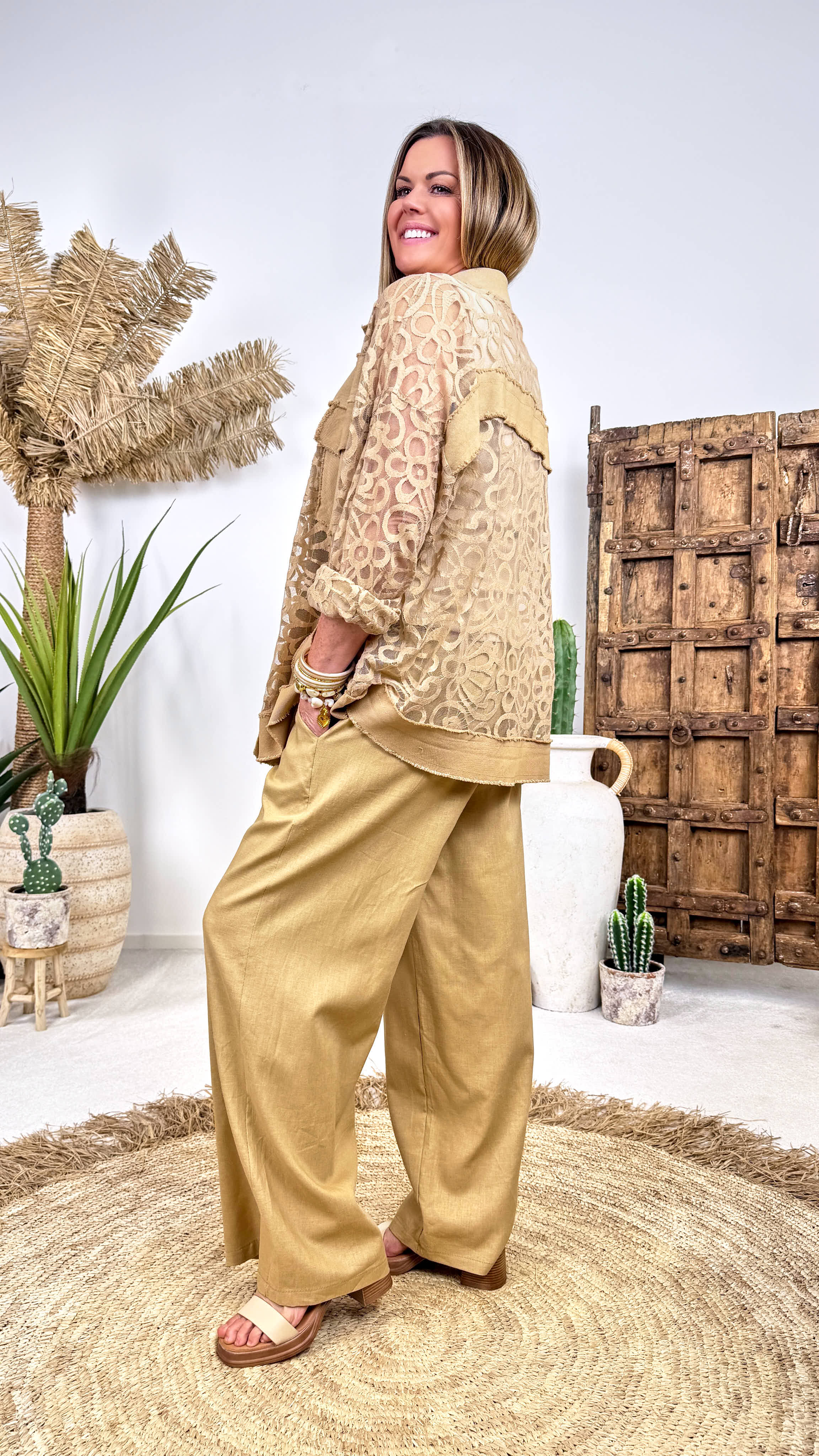 Weite Leinen-Hose Spirit Ease *Camel*