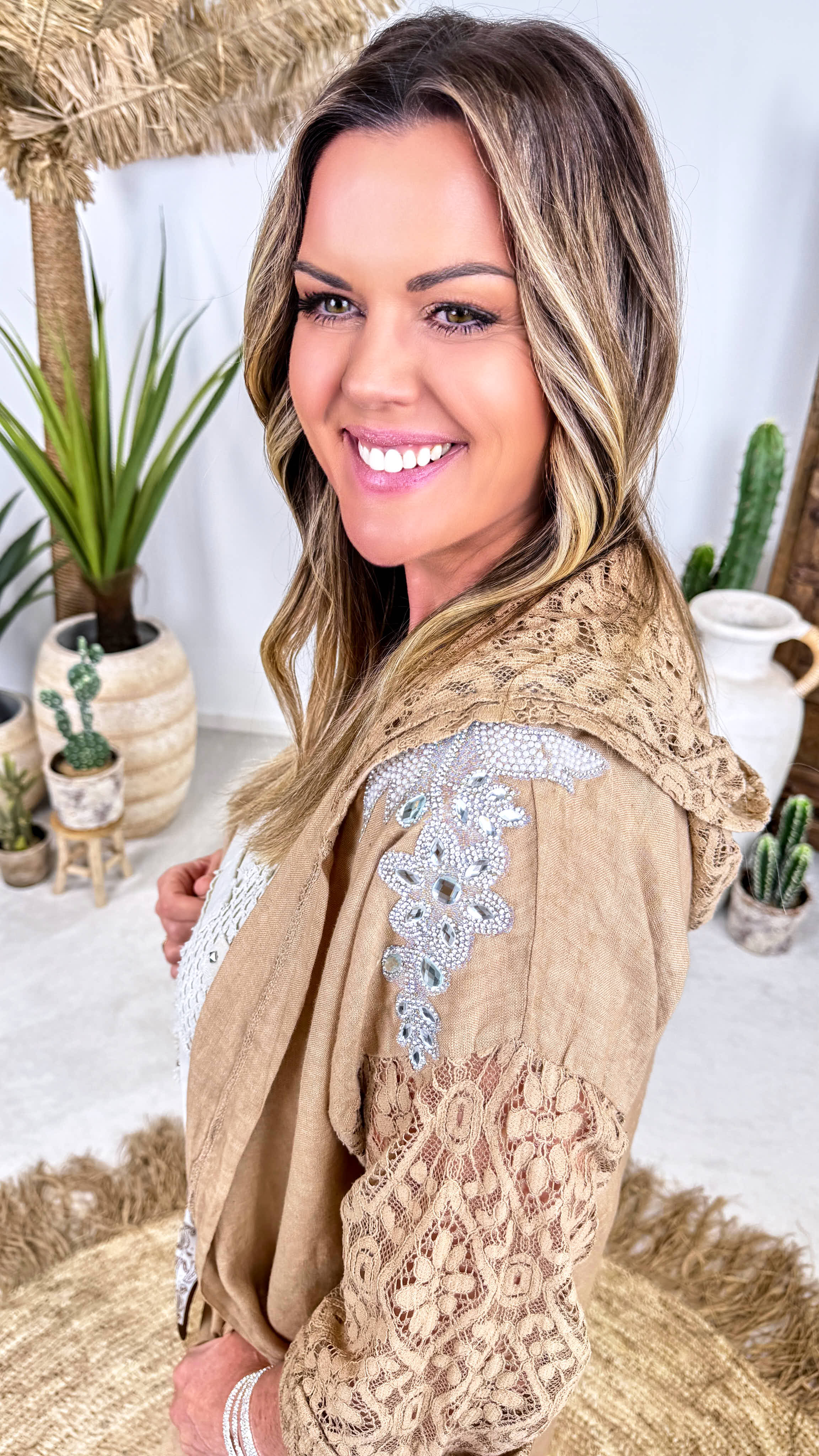 Leinen-Cardigan Lace & Linen