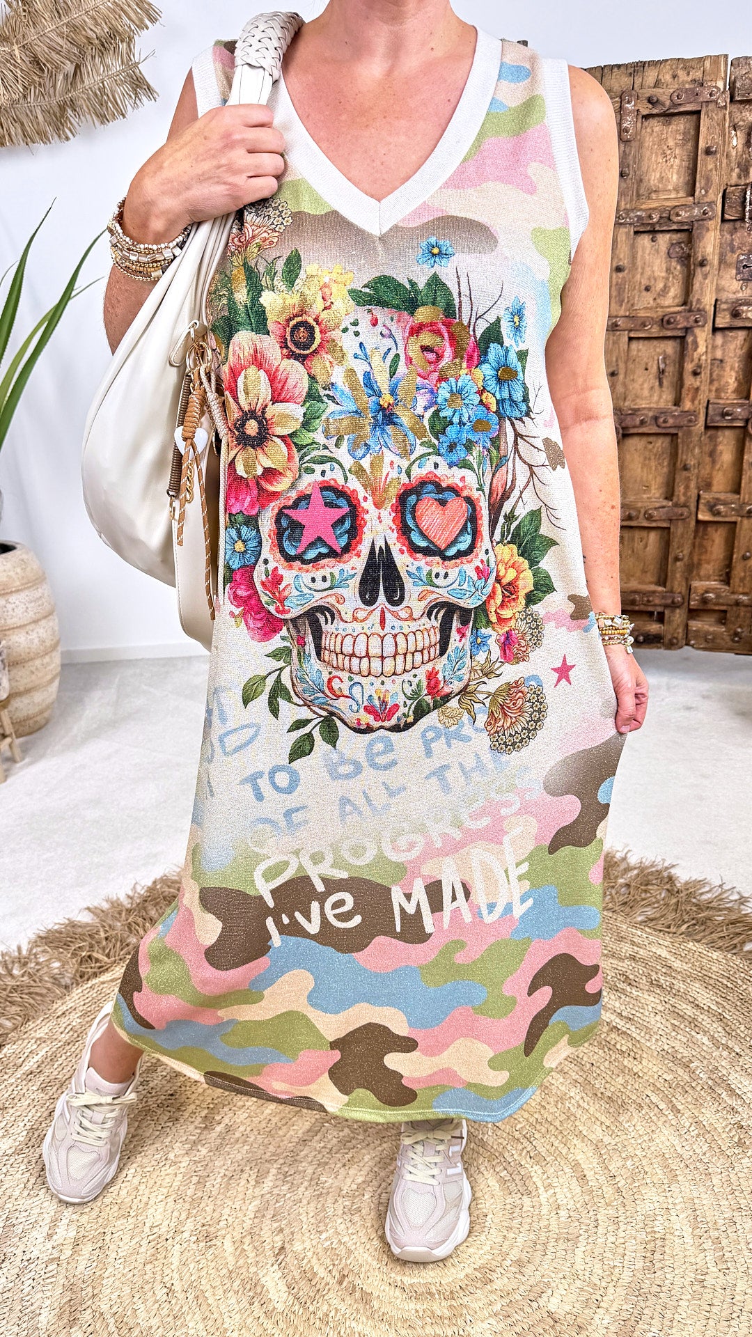 Langes Kleid Sugar Skull