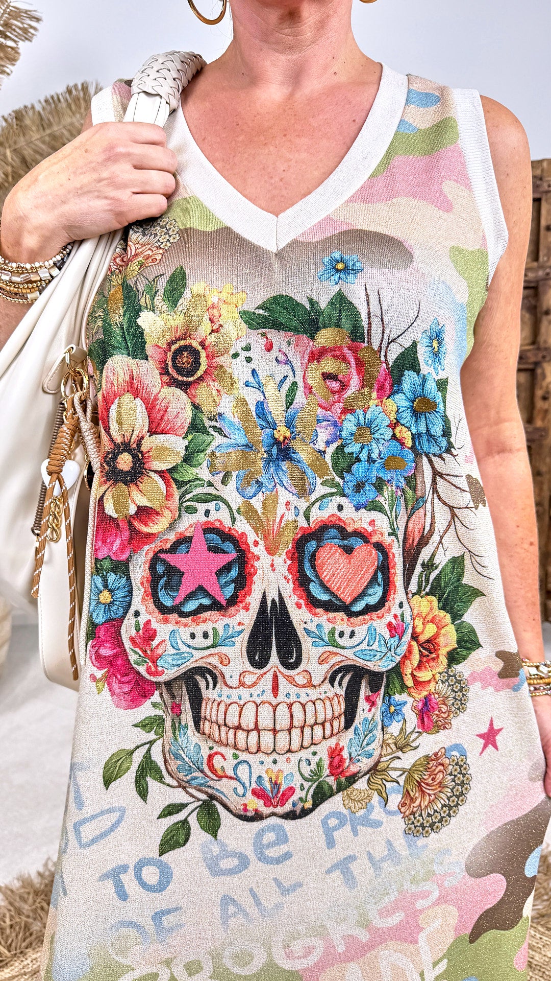 Langes Kleid Sugar Skull