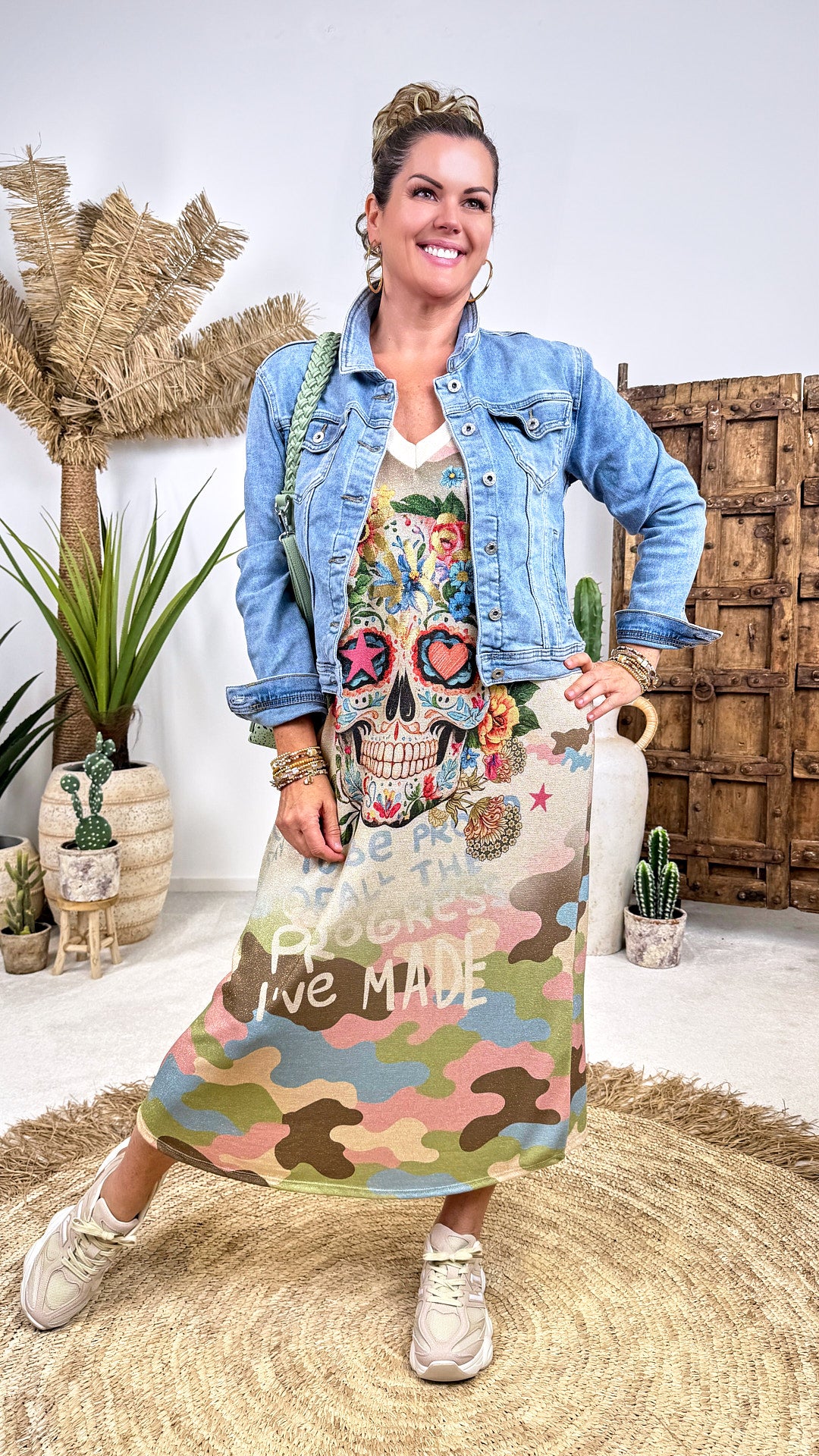 Langes Kleid Sugar Skull