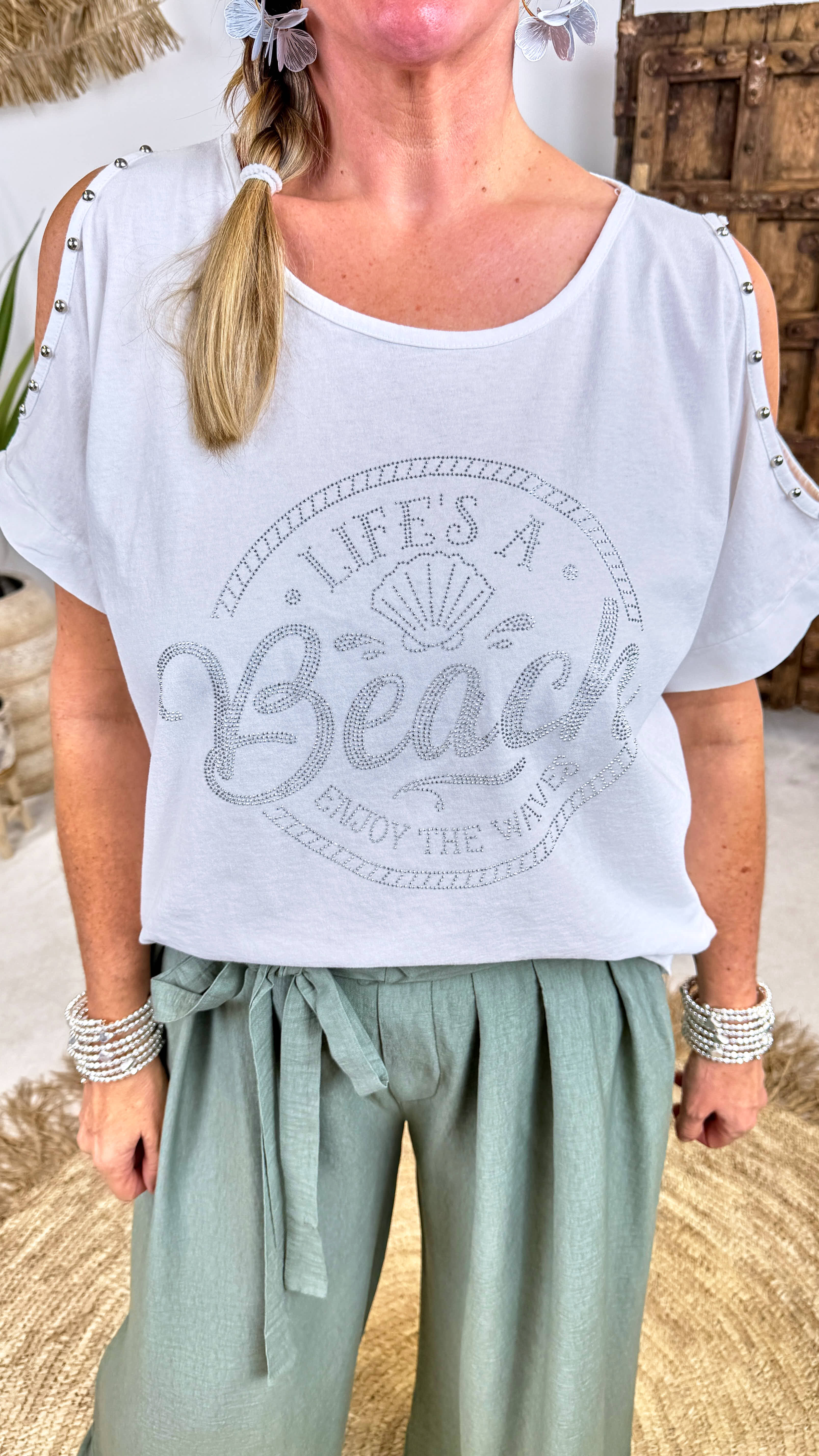 T-Shirt Life Is A Beach *Weiß*