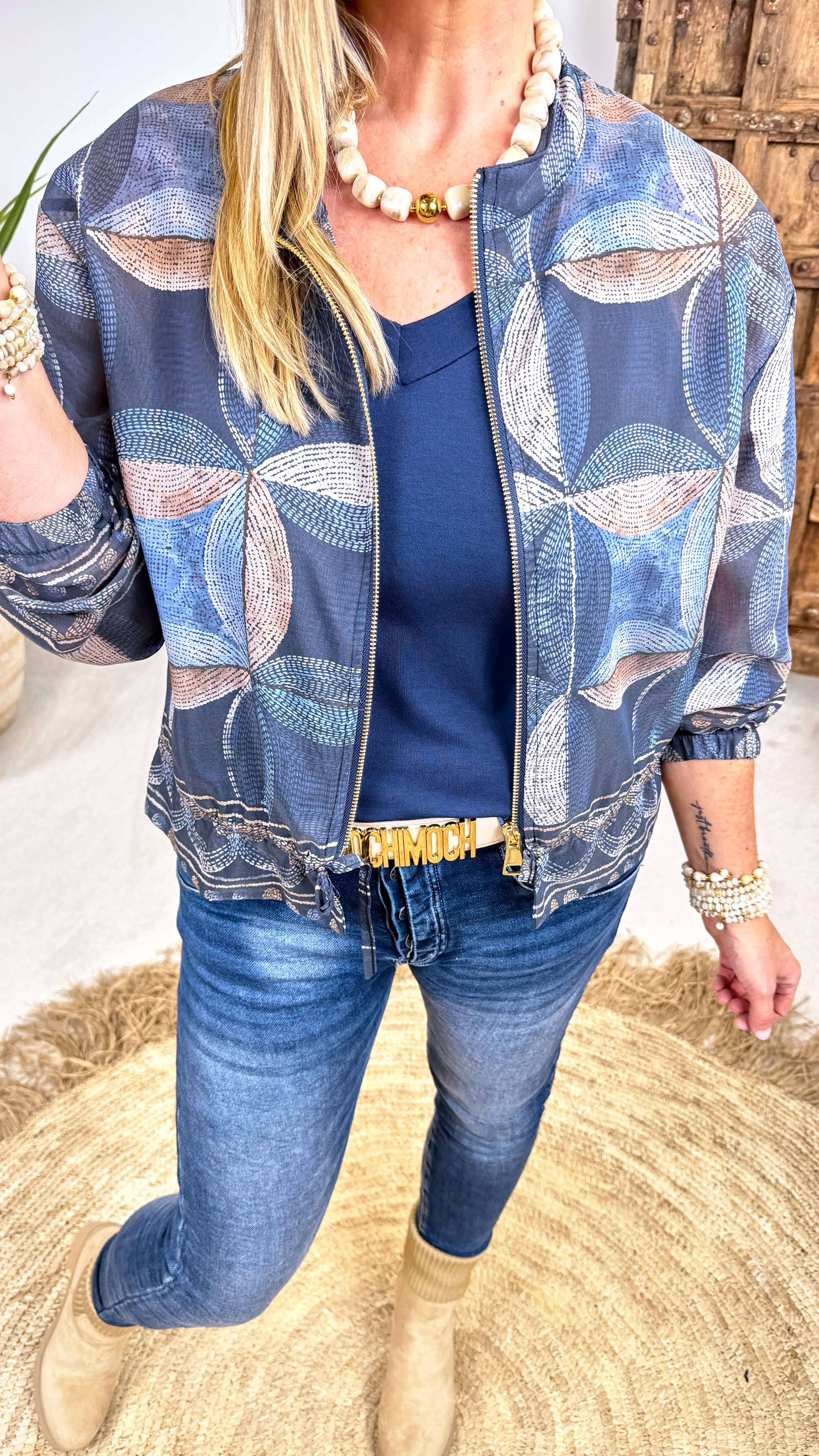 Leichte Jacke Botanic Gold *Dunkelblau*