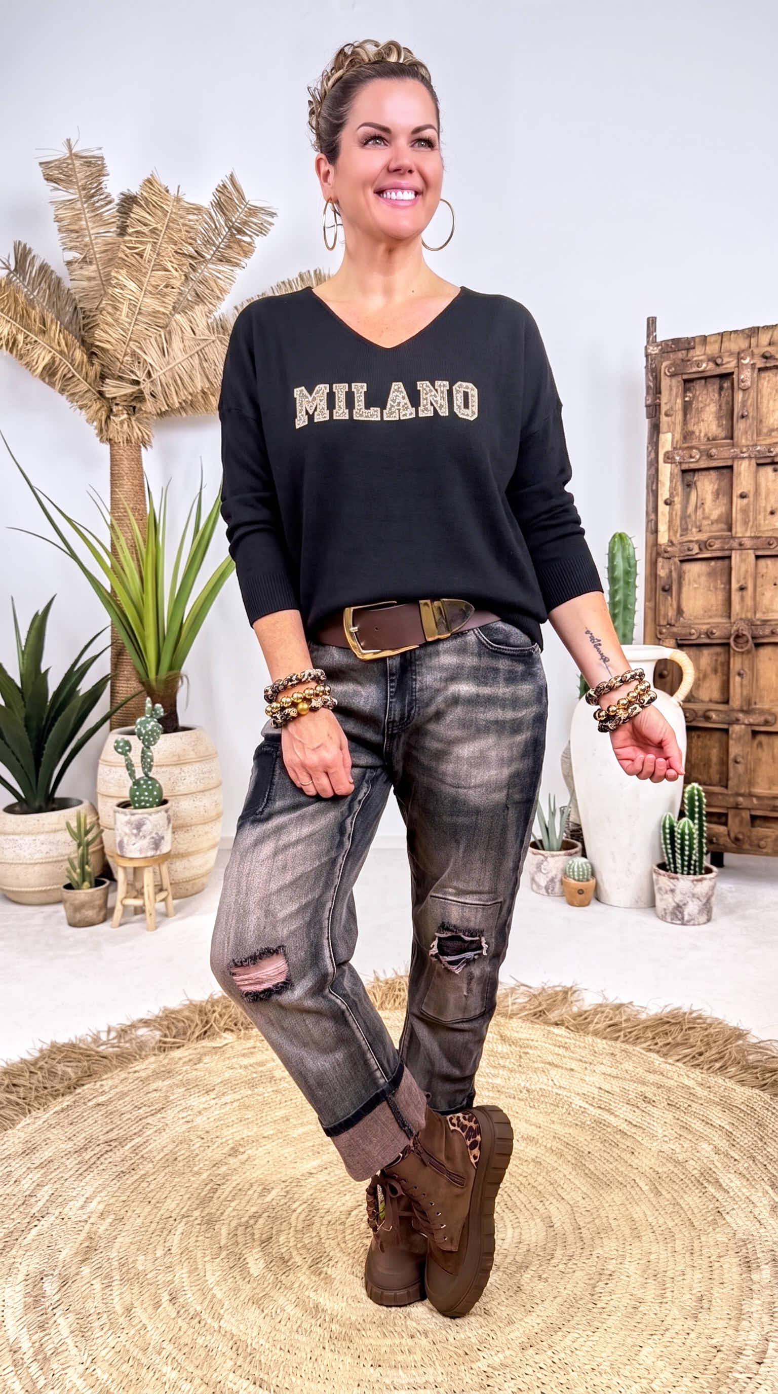 Pullover Veldt Letter *Schwarz*