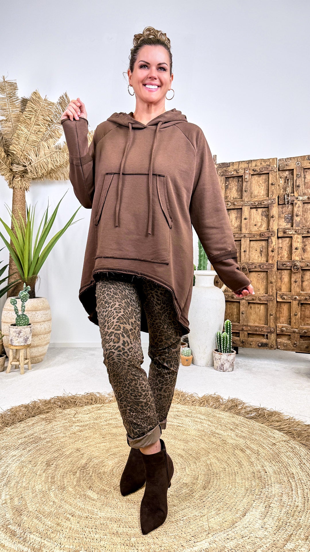 Long-Hoodie Tambour *Schoko*