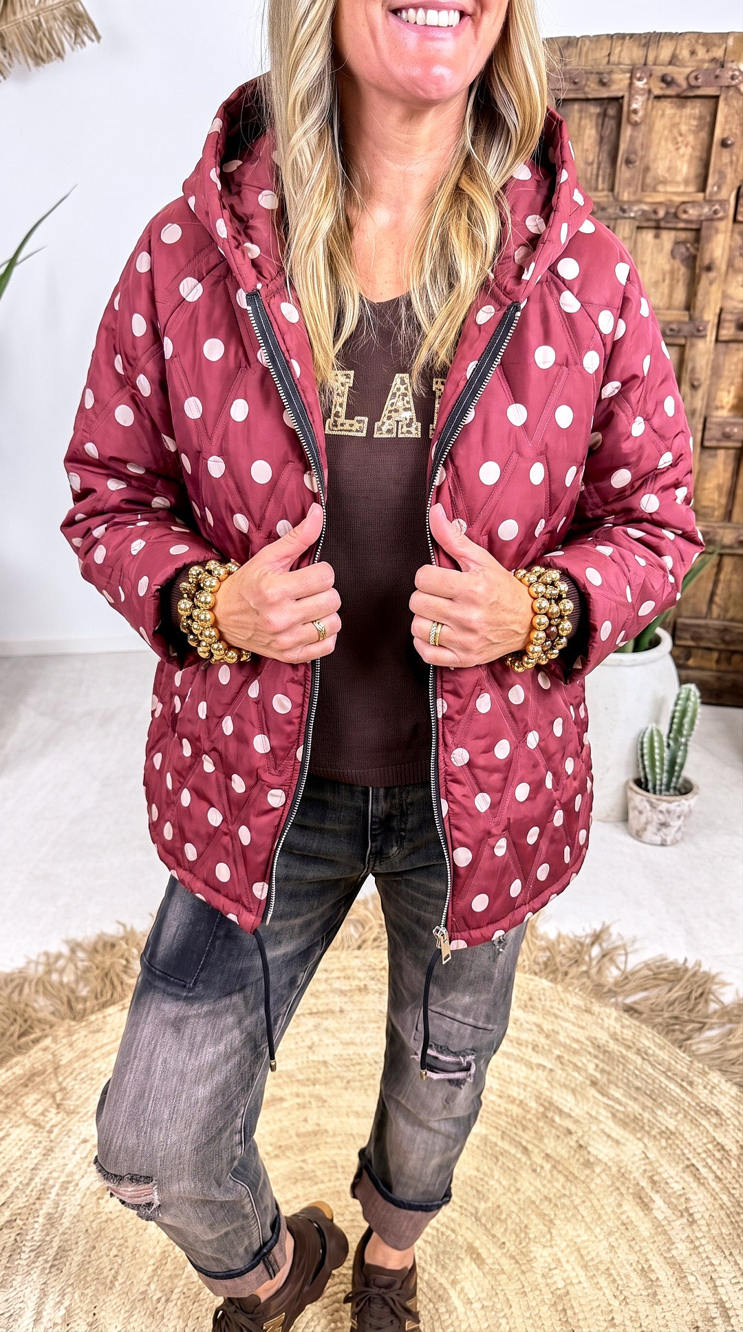 Dünne Steppjacke Polkabeat *Bordeaux*