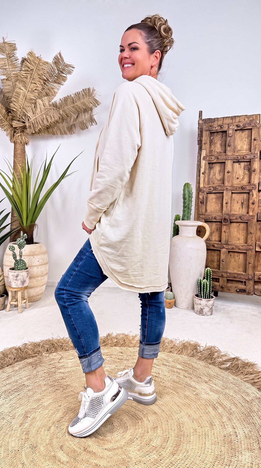 Long-Hoodie Tambour *Creme*