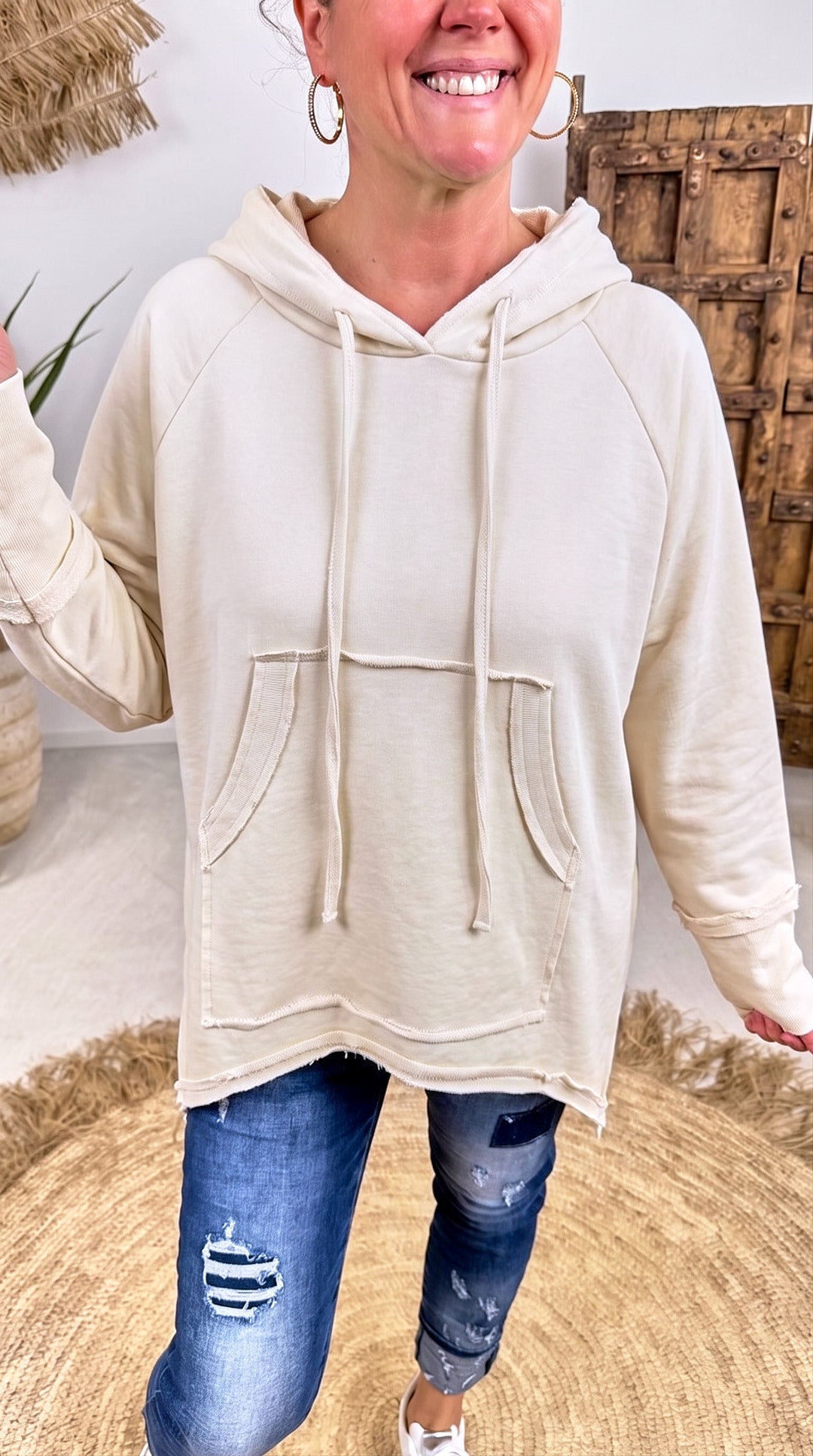 Long-Hoodie Tambour *Creme*