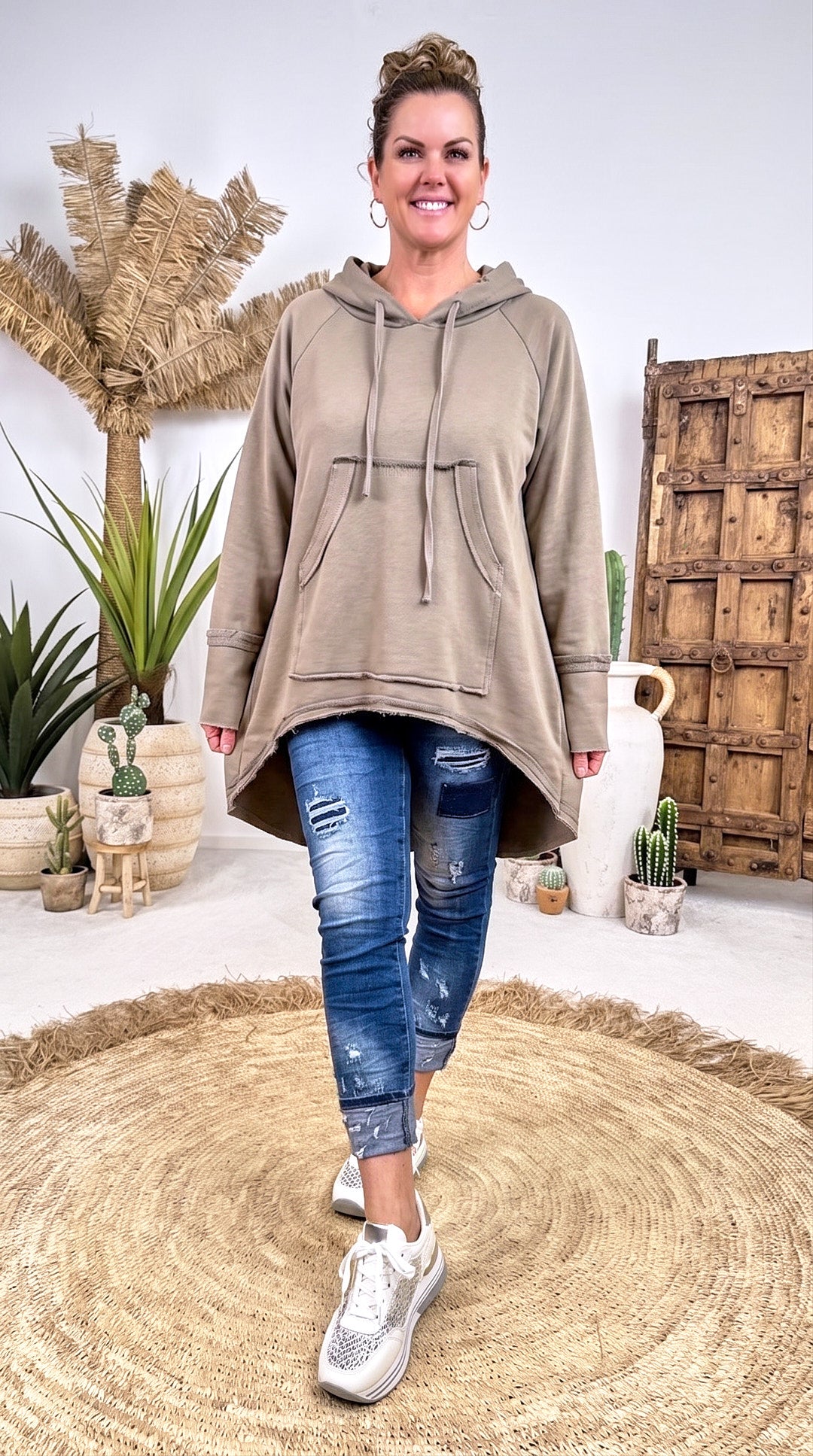 Long-Hoodie Tambour *Taupe*