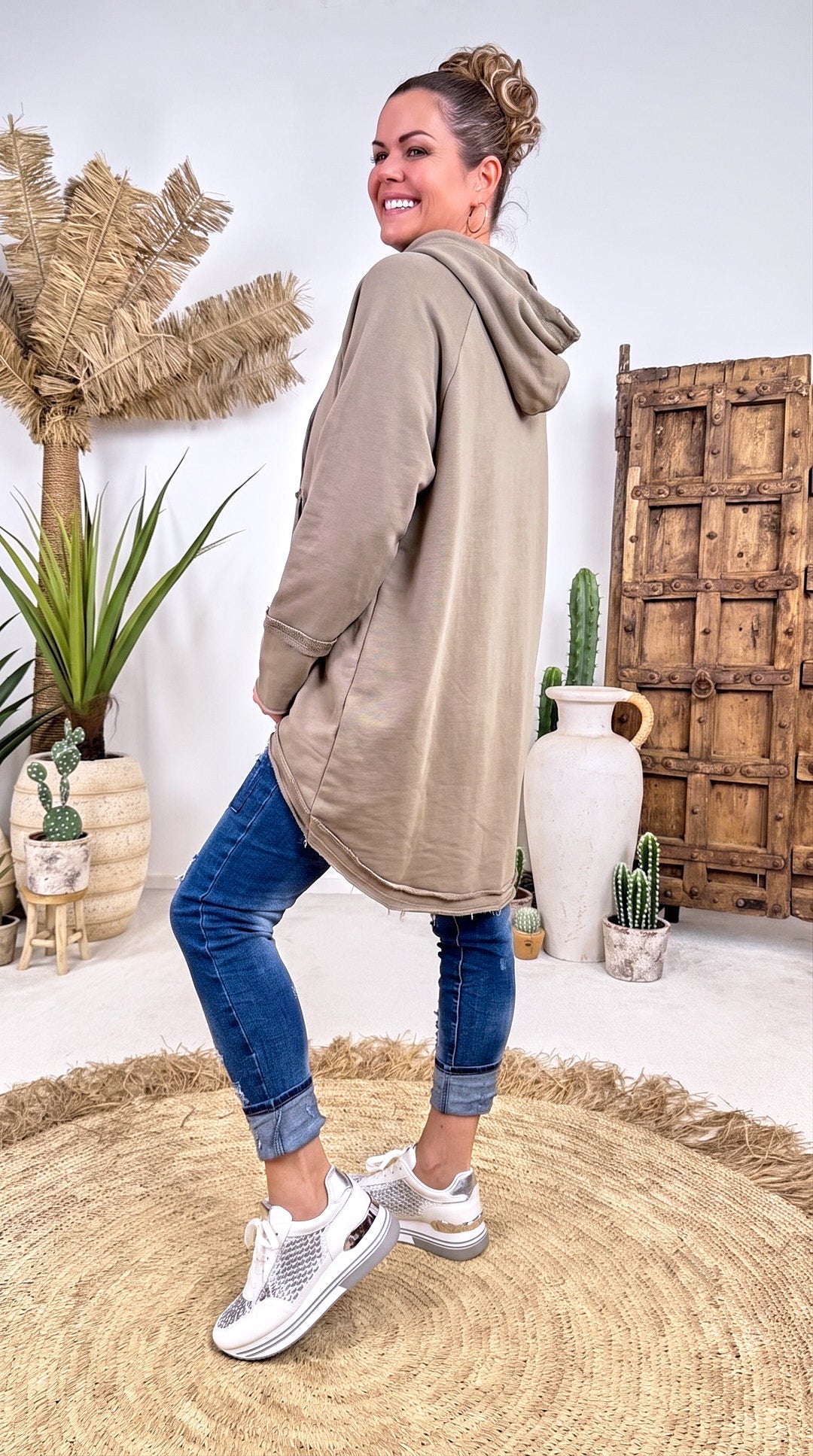 Long-Hoodie Tambour *Taupe*