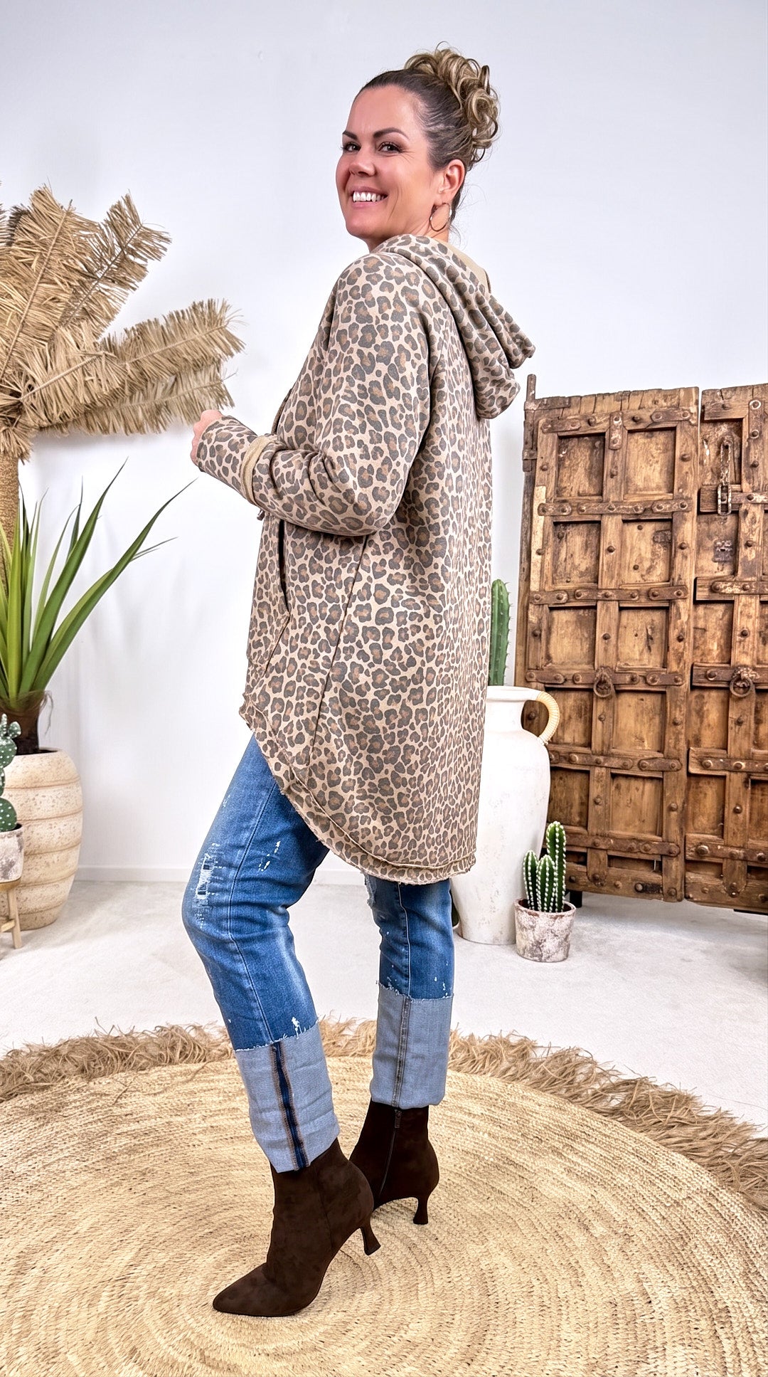 Long-Hoodie Tambour *Leo/Beige*