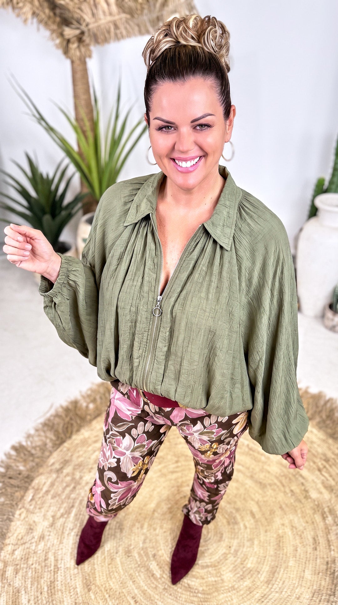 Leichte Jacke Crinkle Flow *Khaki*