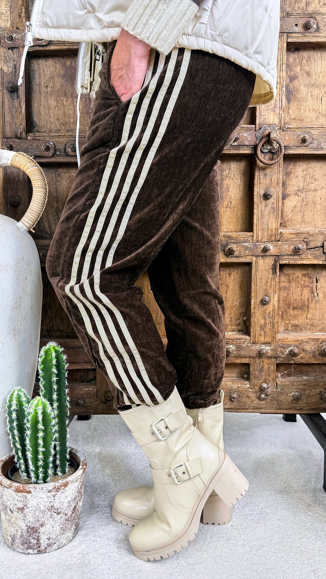 Jogpants Velour Stripe *Schoko*