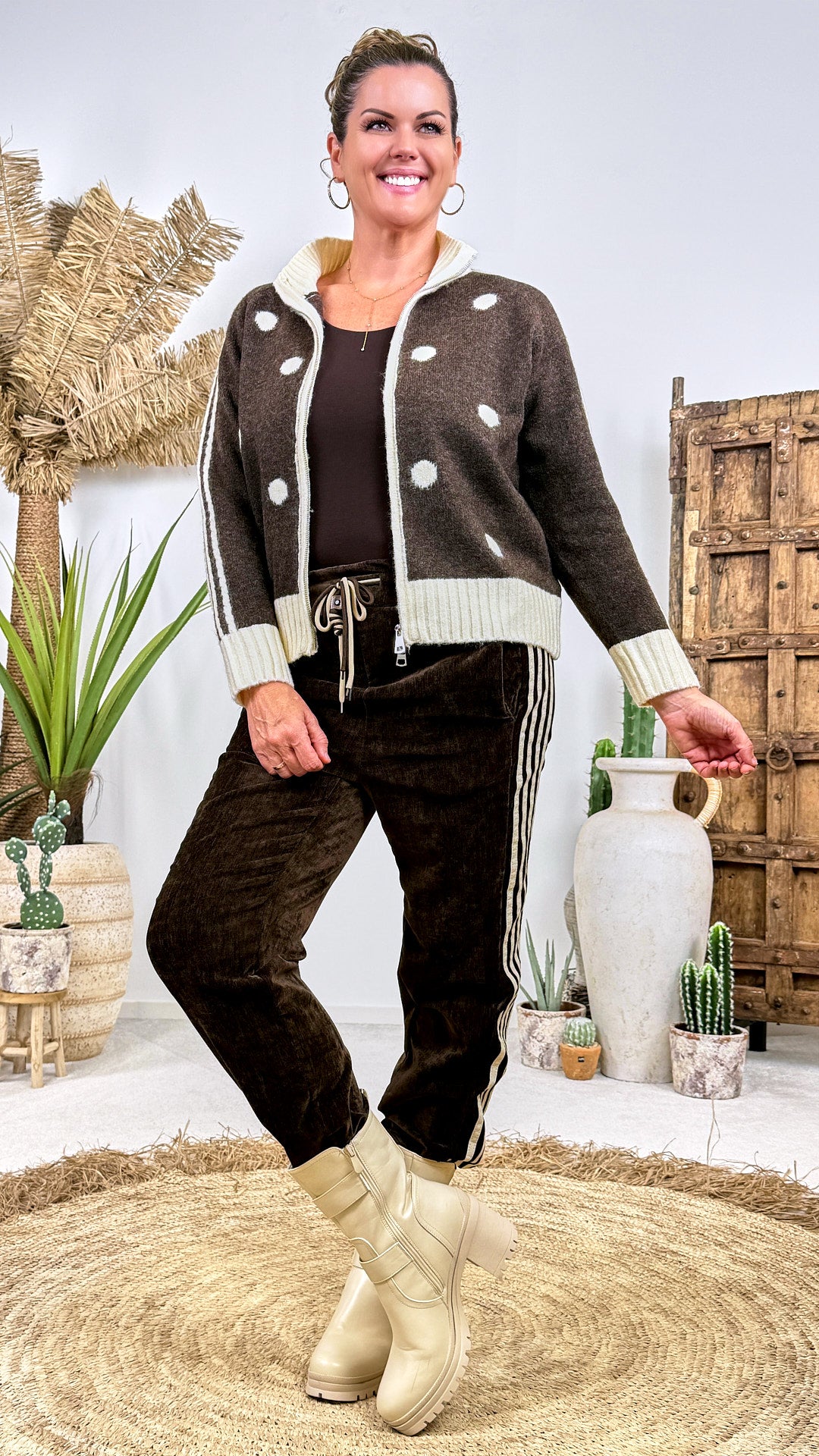 Jogpants Velour Stripe *Schoko*