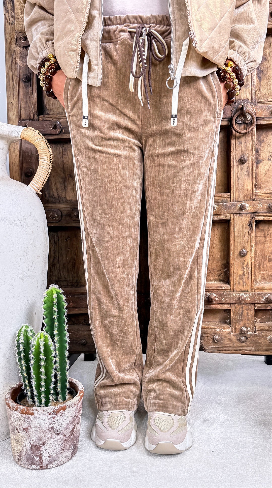 Jogpants Velour Stripe *Camel*