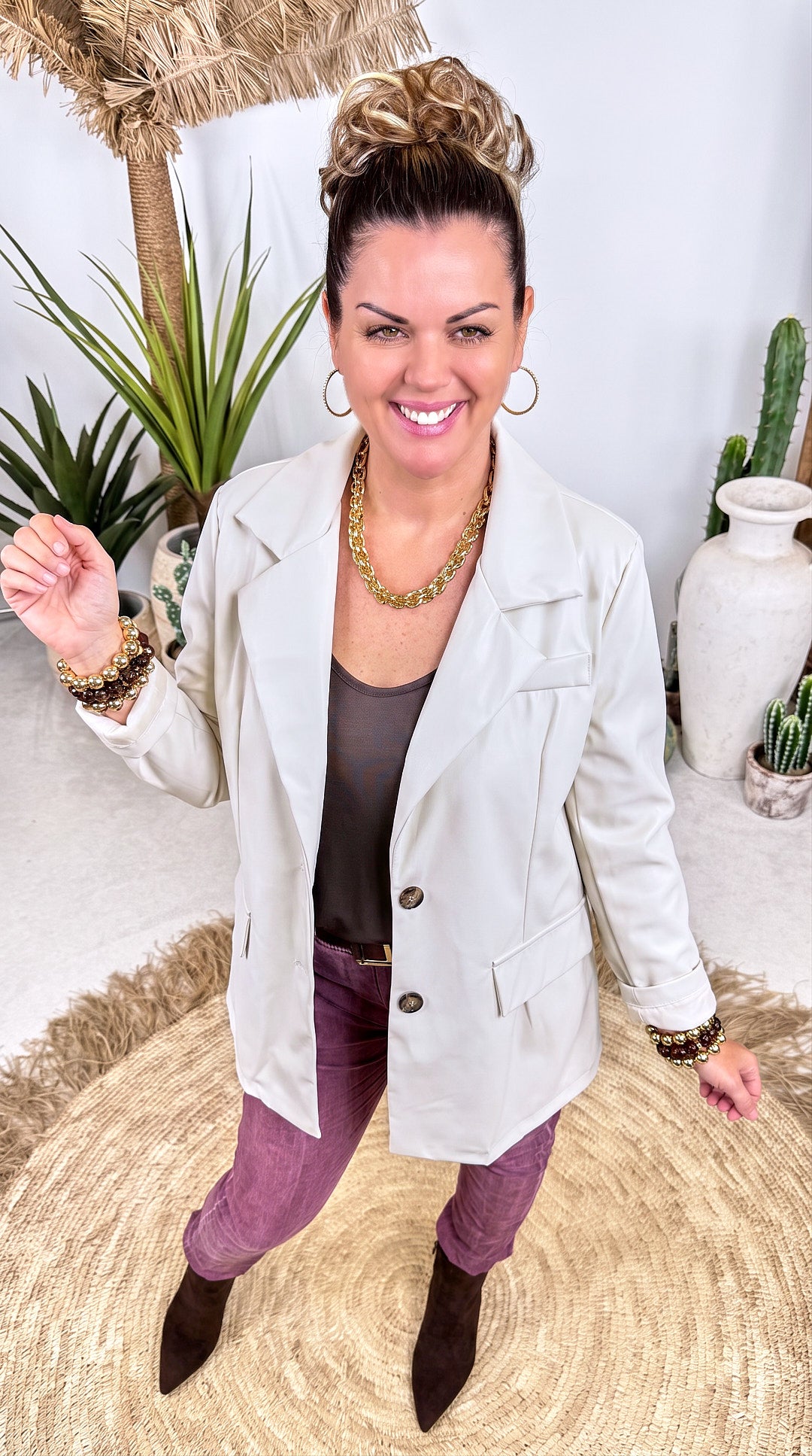 Kunstleder Blazer Venezia *Creme*