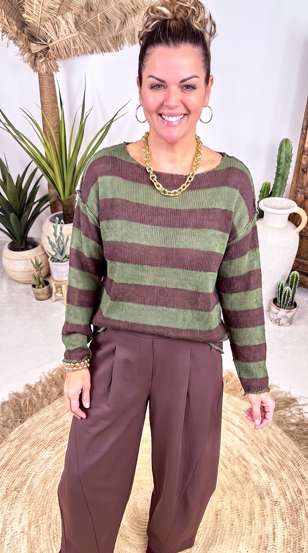 Strickpullover Autumn Stripe *Khaki*