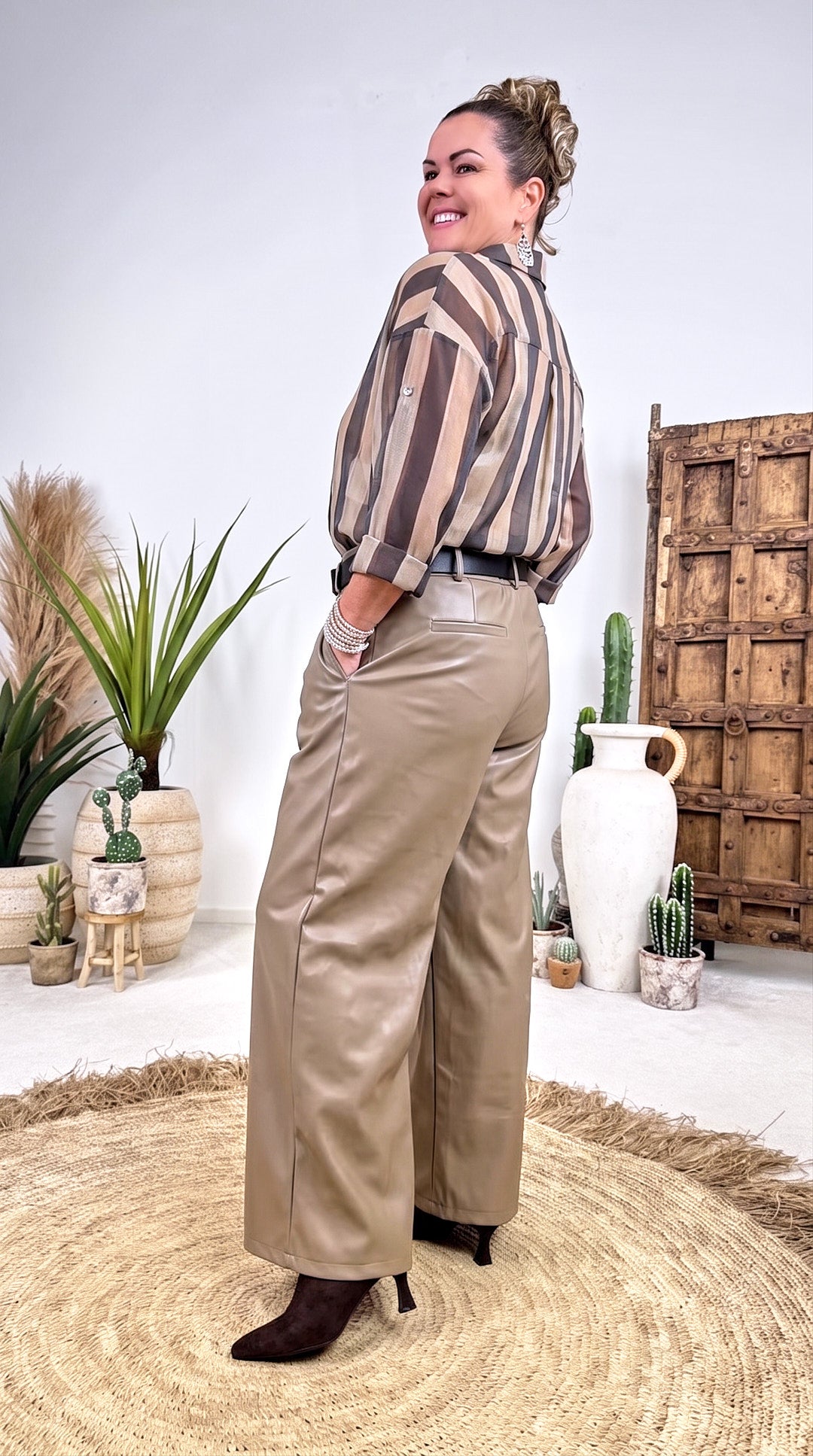 Bluse Stripes *Camel/Schwarz* (lieferbar ab 21.8.26)