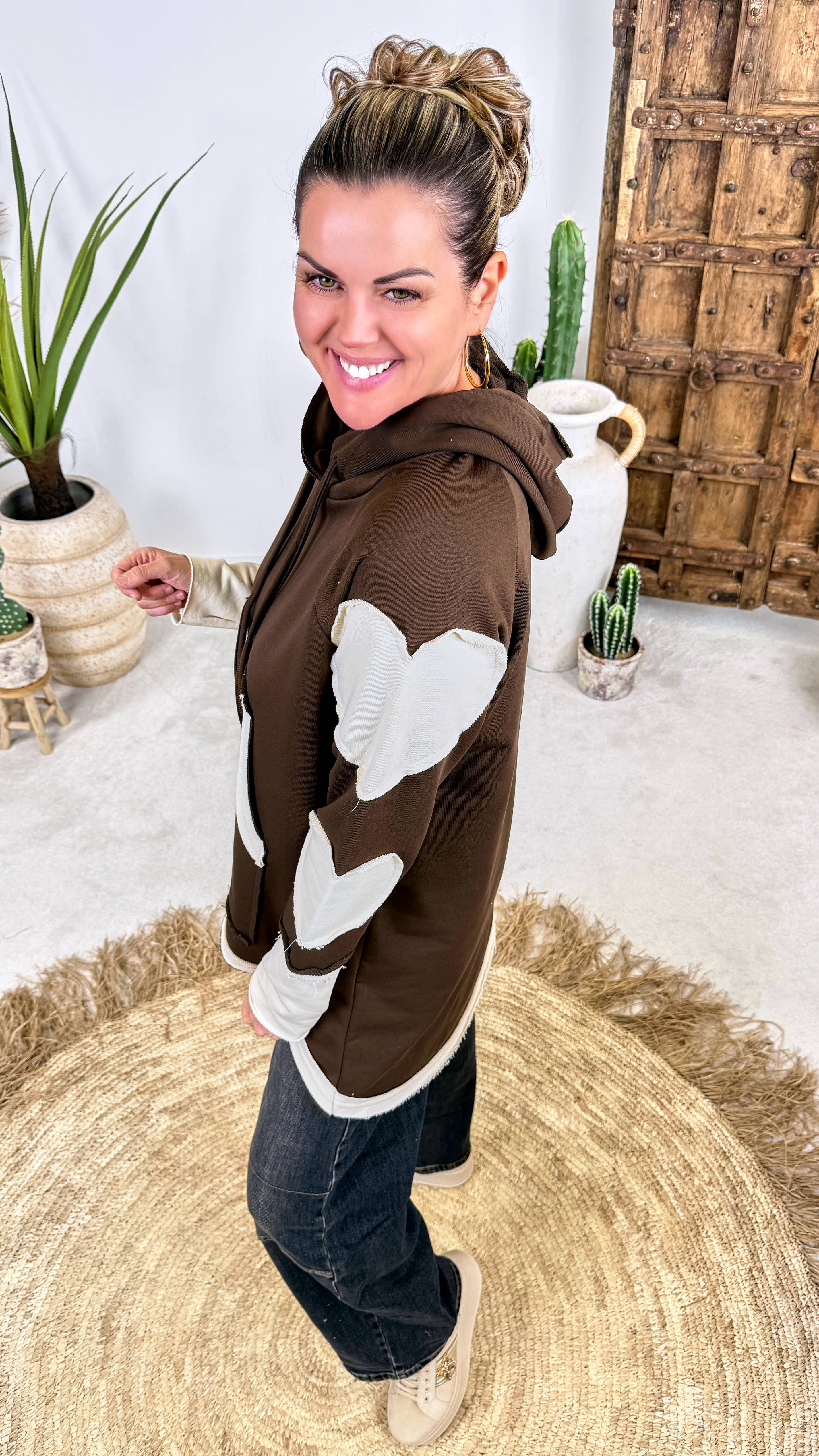 Long-Hoodie Patchwork Soul *Schoko*