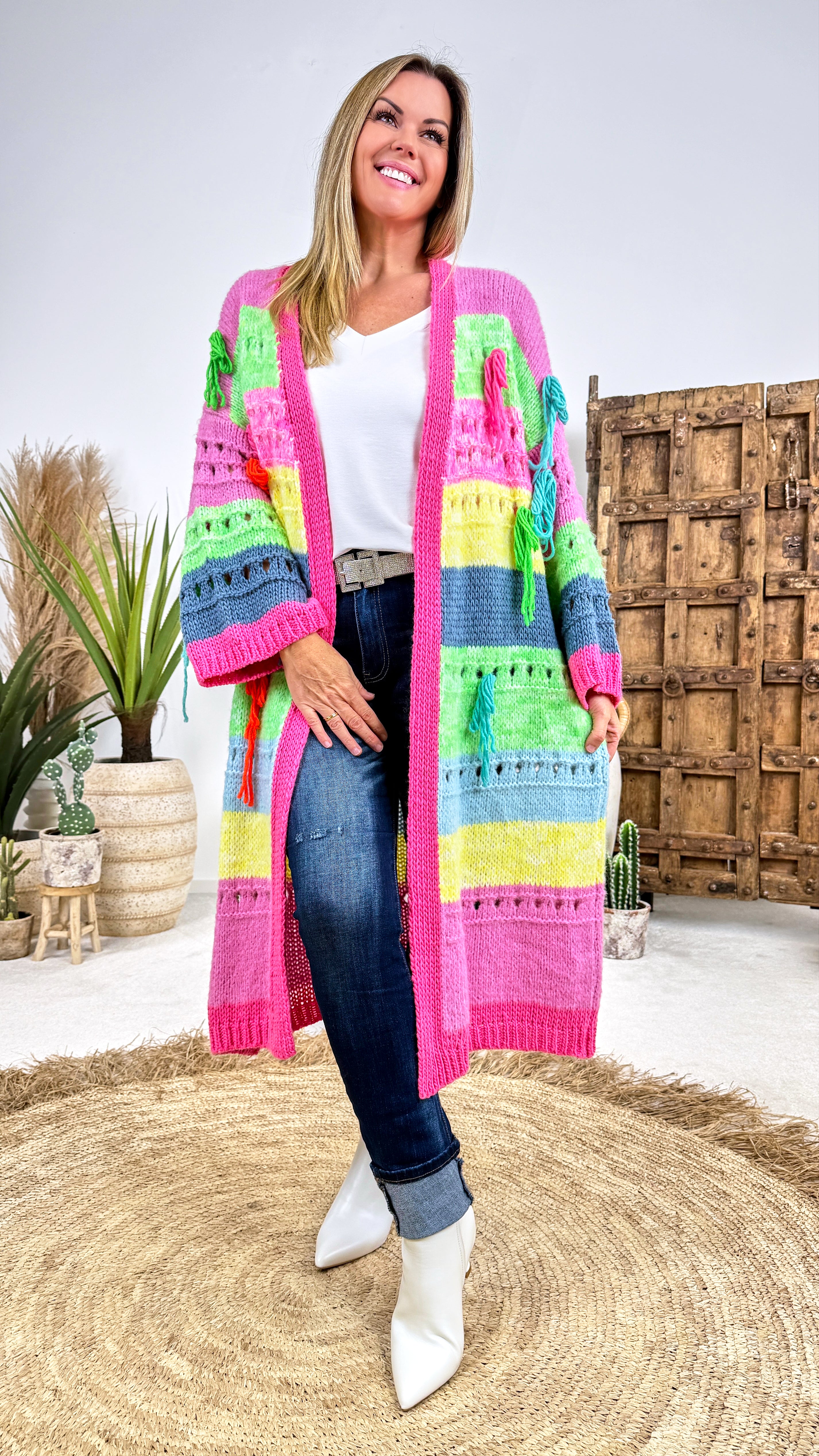 Lange Strickjacke Carnival Fringe