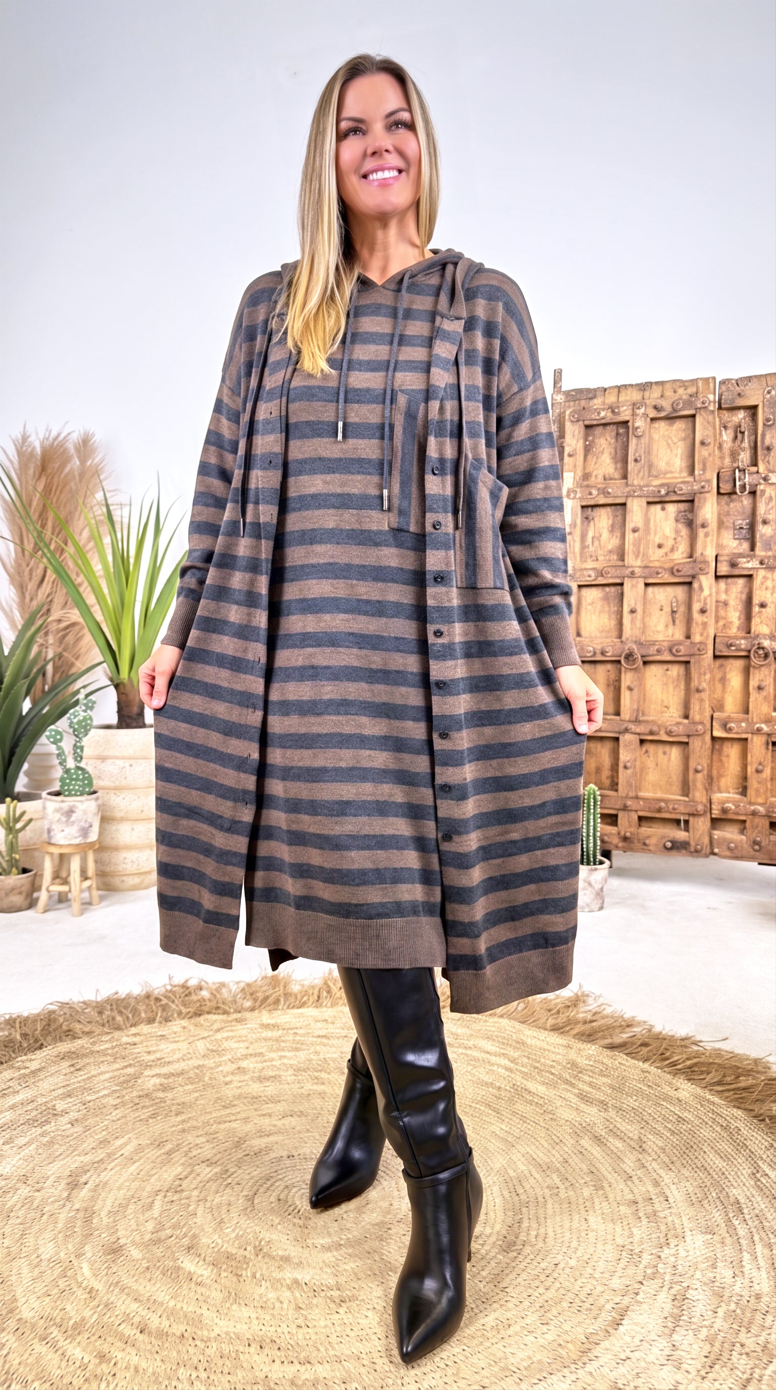 Lange Strickjacke Autumn Anchor *Schoko*