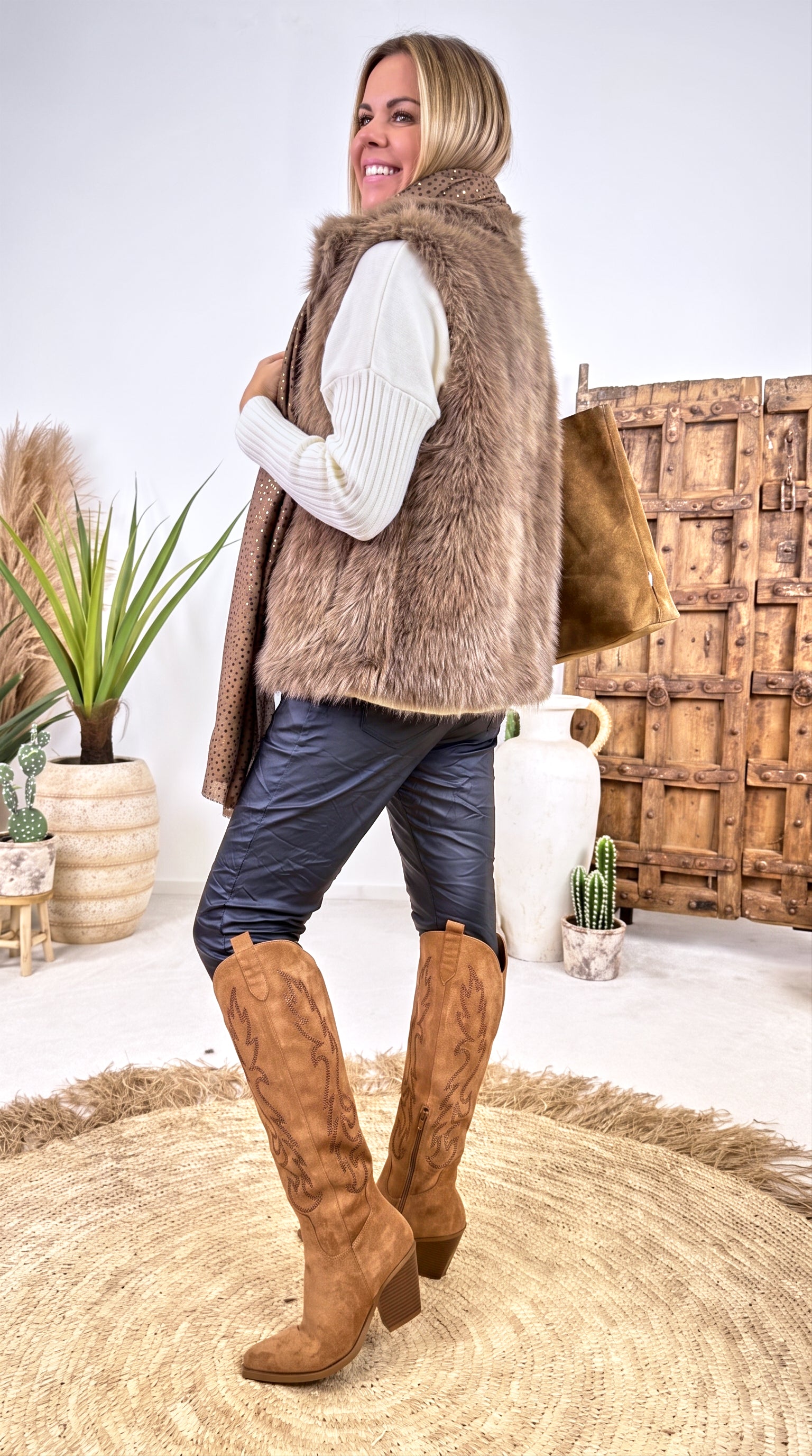 Kunst-Fell Weste Nordic Breeze *Taupe*